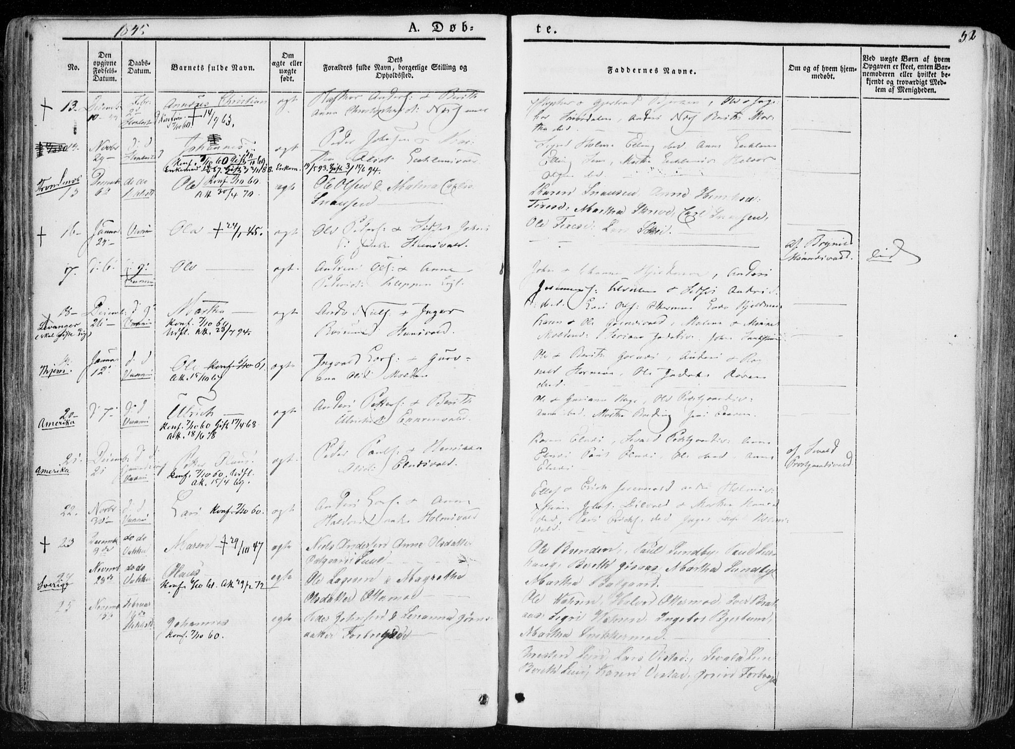 Ministerialprotokoller, klokkerbøker og fødselsregistre - Nord-Trøndelag, SAT/A-1458/723/L0239: Parish register (official) no. 723A08, 1841-1851, p. 52