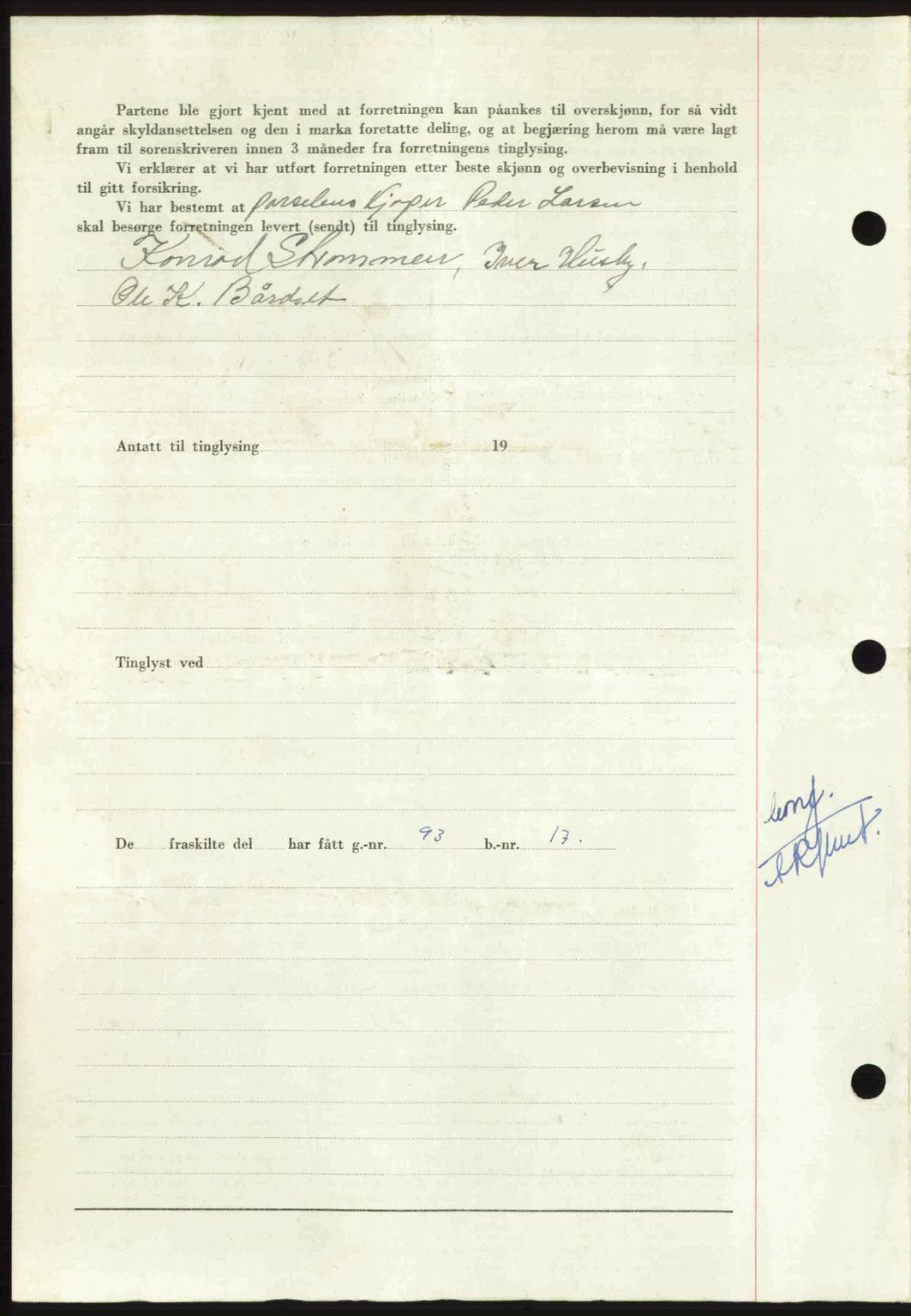 Nordmøre sorenskriveri, AV/SAT-A-4132/1/2/2Ca: Mortgage book no. A112, 1949-1949, Diary no: : 2296/1949