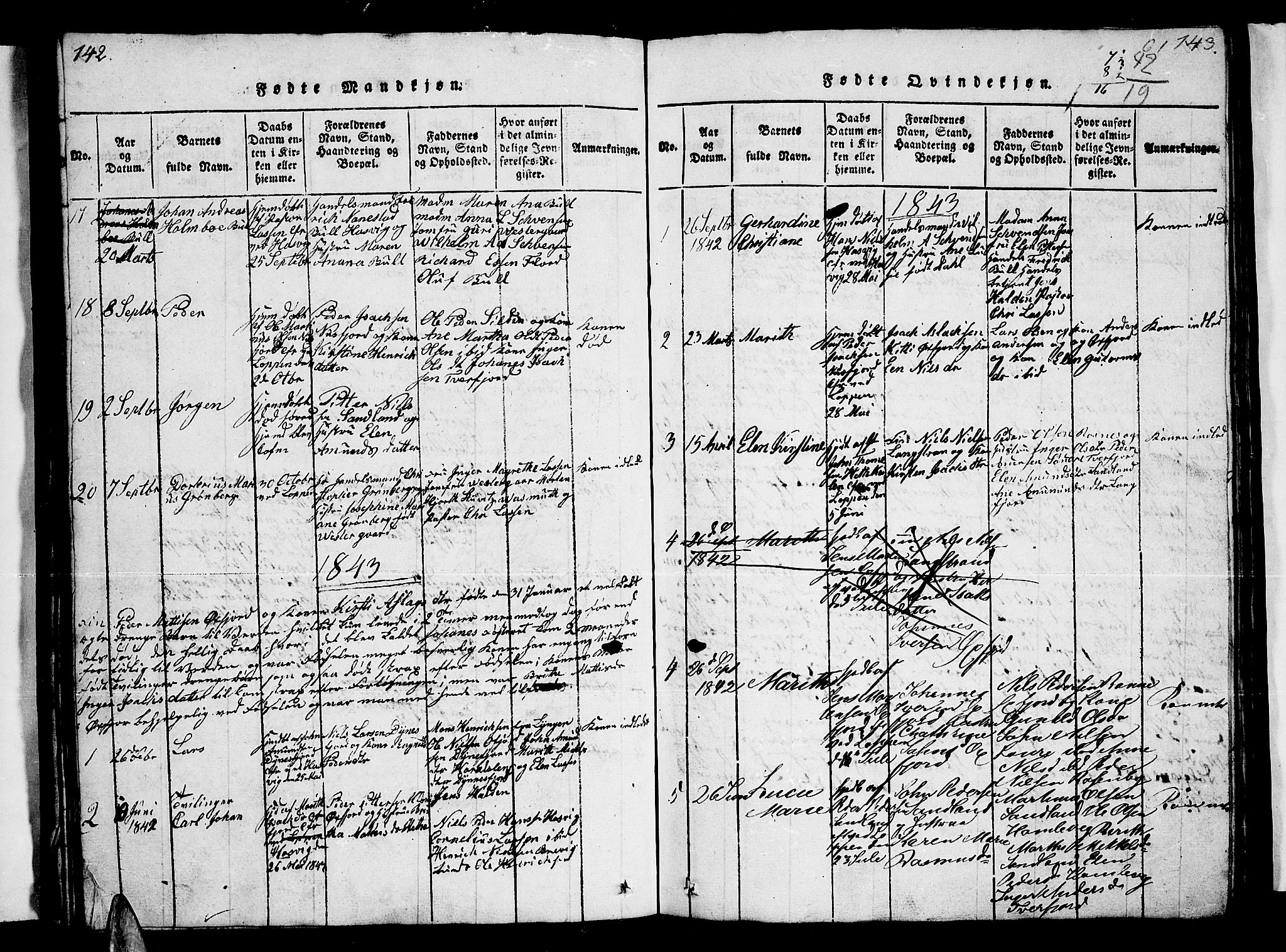 Loppa sokneprestkontor, SATØ/S-1339/H/Hb/L0001klokker: Parish register (copy) no. 1, 1820-1849, p. 142-143