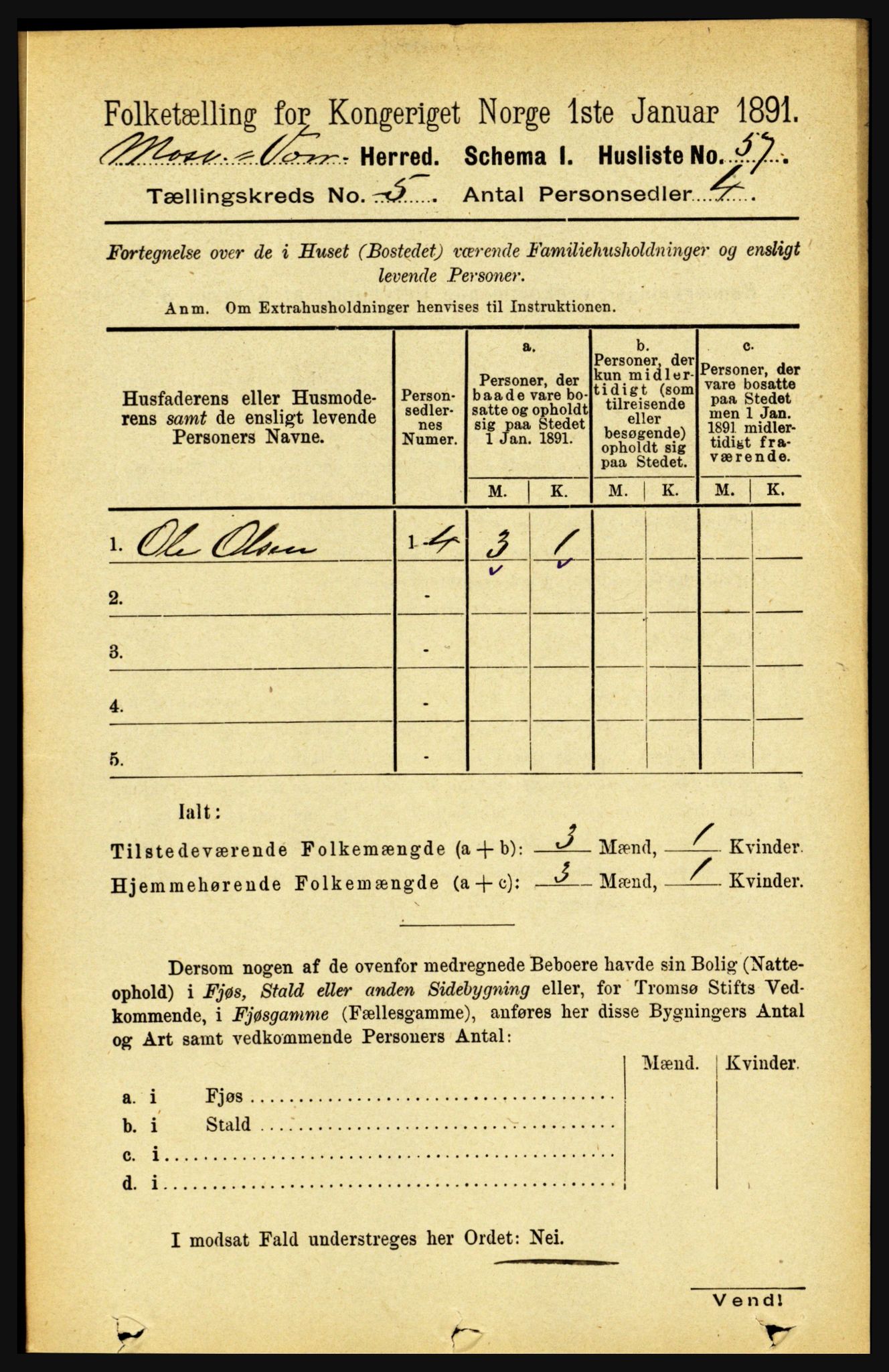 RA, 1891 census for 1723 Mosvik og Verran, 1891, p. 1953