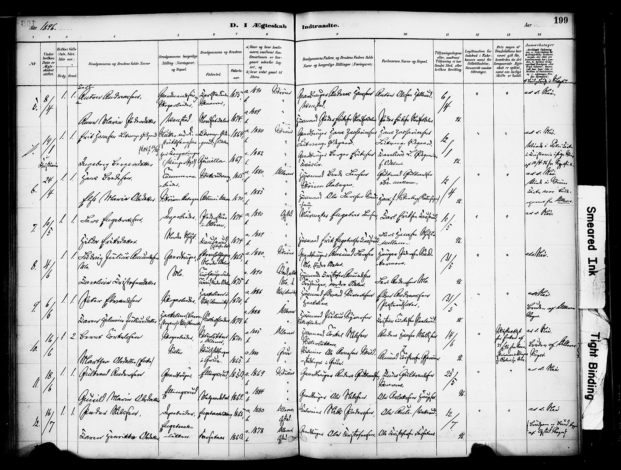 Sør-Odal prestekontor, SAH/PREST-030/H/Ha/Haa/L0007: Parish register (official) no. 7, 1886-1925, p. 199