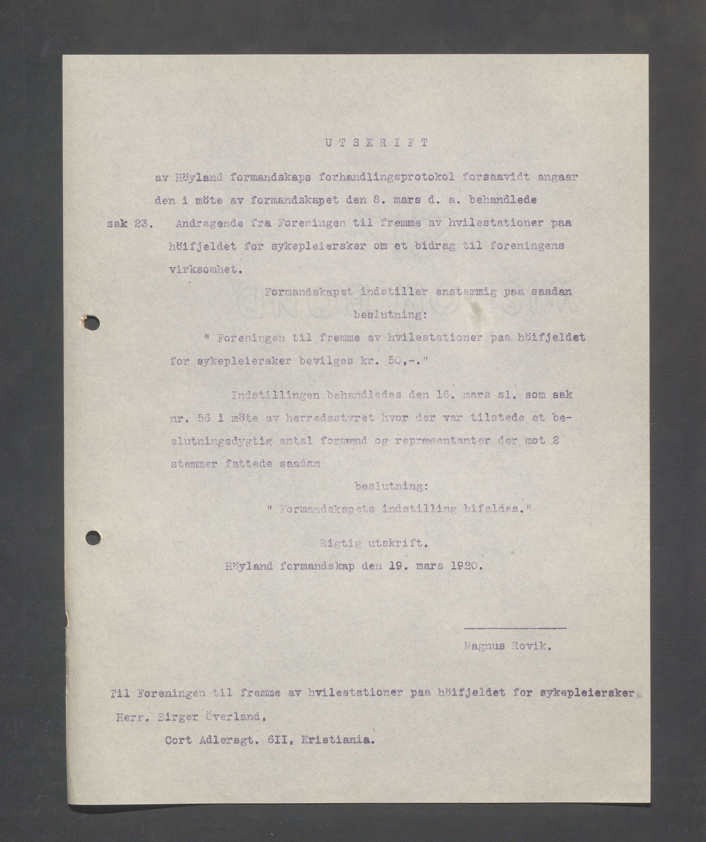 Høyland kommune - Formannskapet, IKAR/K-100046/B/L0005: Kopibok, 1918-1921, p. 233