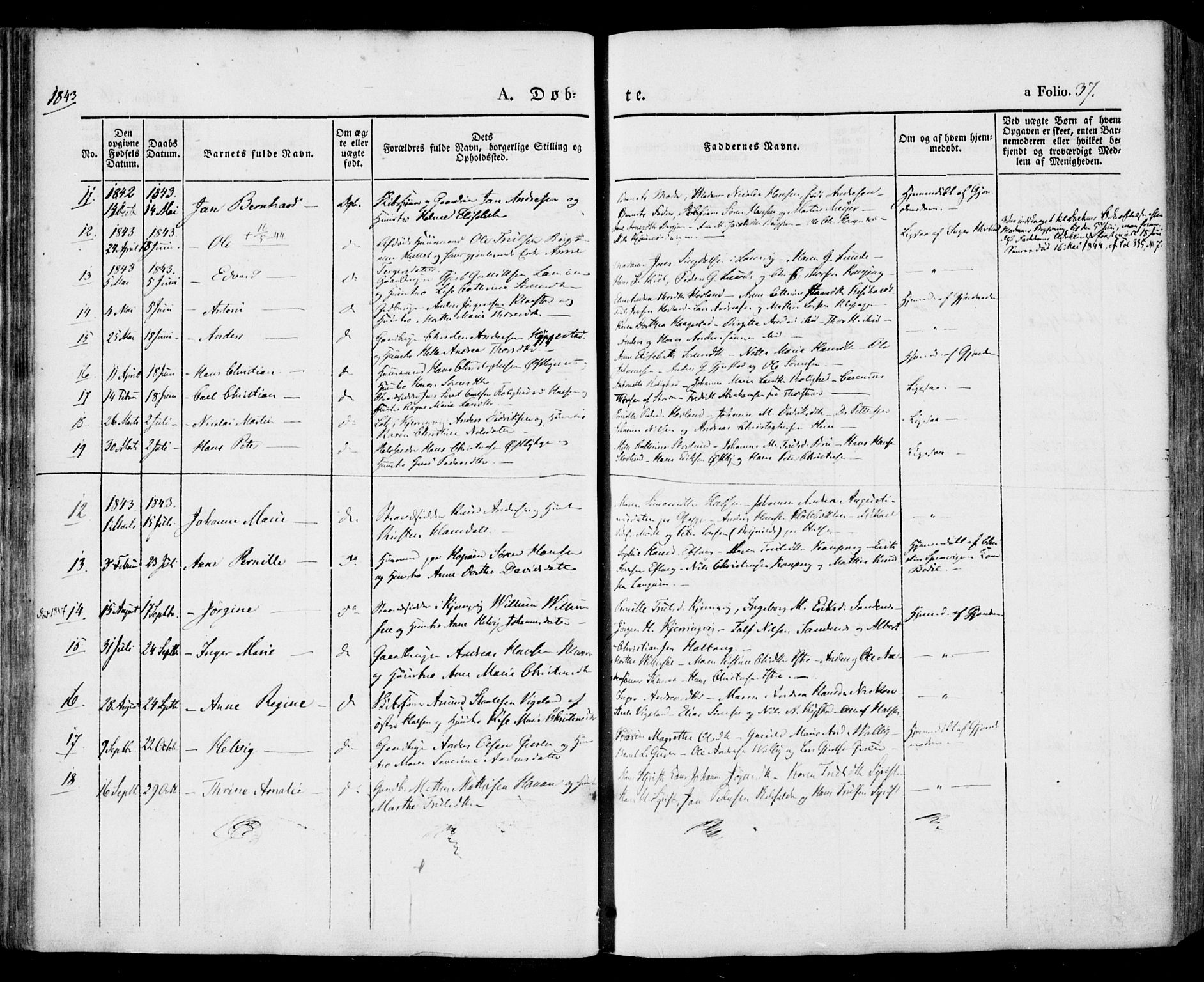 Tjølling kirkebøker, SAKO/A-60/F/Fa/L0006: Parish register (official) no. 6, 1835-1859, p. 37
