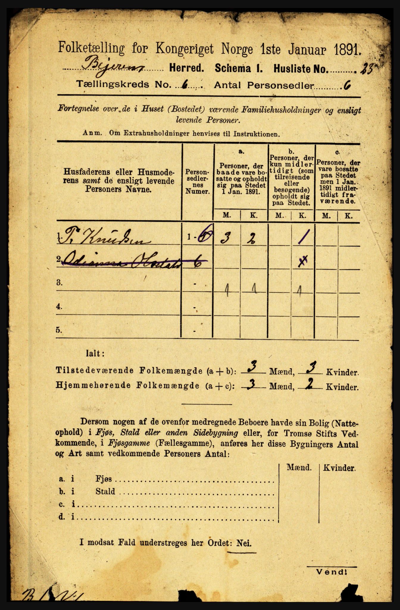 RA, 1891 census for 1839 Beiarn, 1891, p. 1877