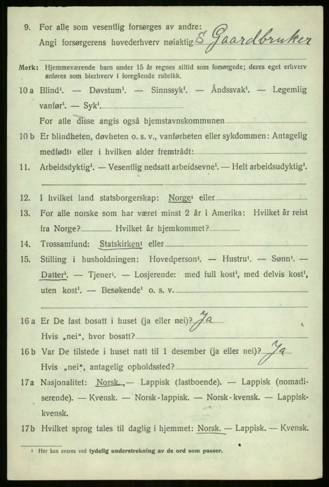 SATØ, 1920 census for Malangen, 1920, p. 3124