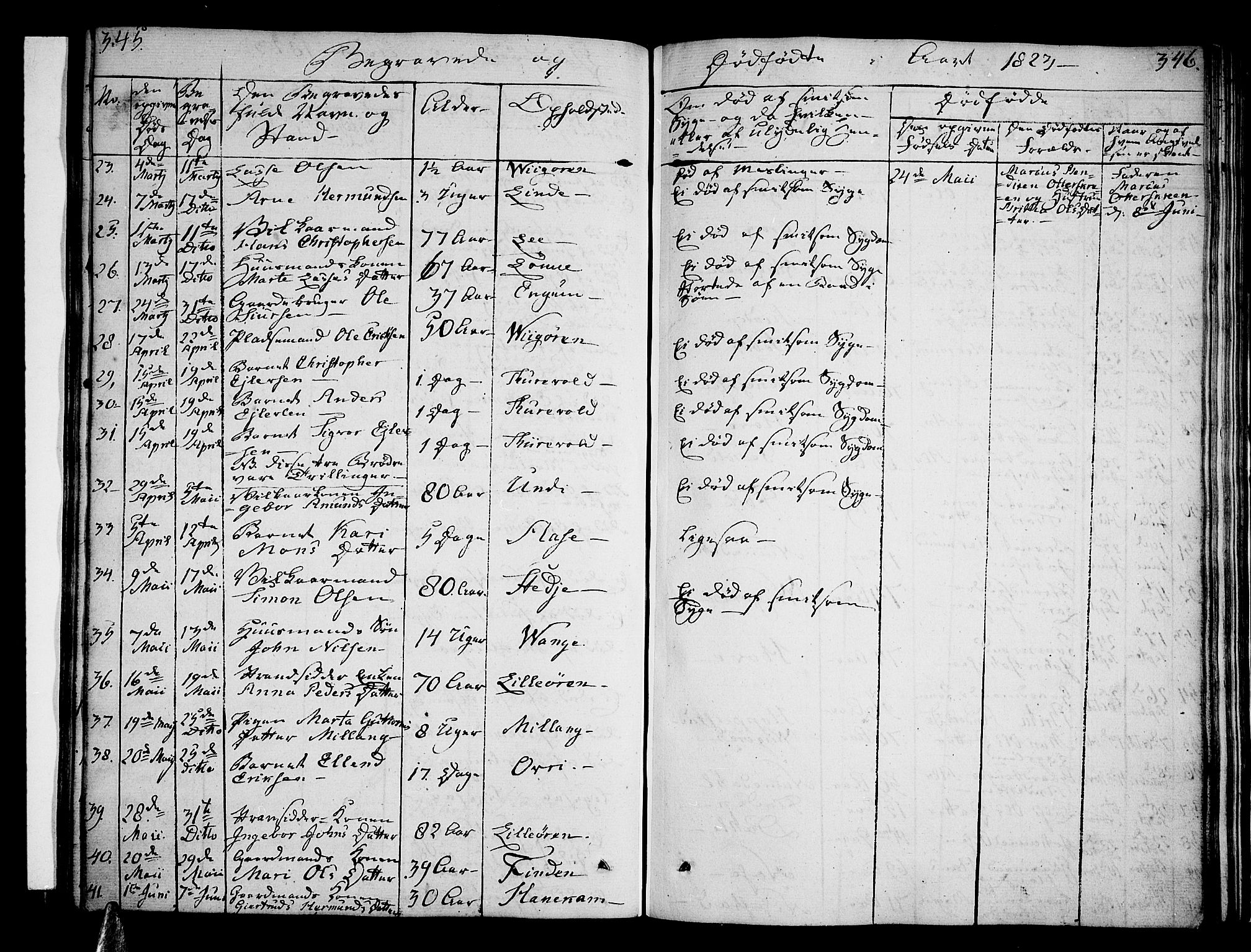 Vik sokneprestembete, SAB/A-81501: Parish register (official) no. A 6, 1821-1831, p. 345-346
