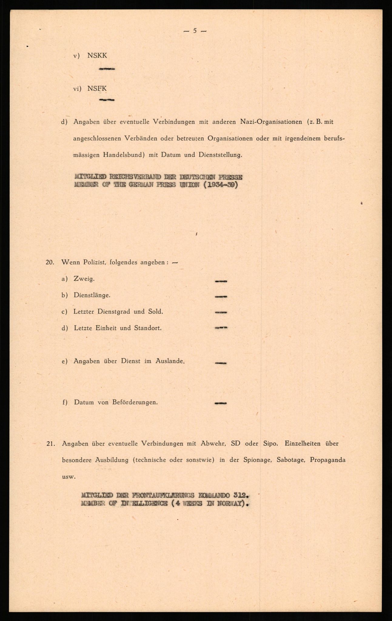 Forsvaret, Forsvarets overkommando II, AV/RA-RAFA-3915/D/Db/L0027: CI Questionaires. Tyske okkupasjonsstyrker i Norge. Tyskere., 1945-1946, p. 391