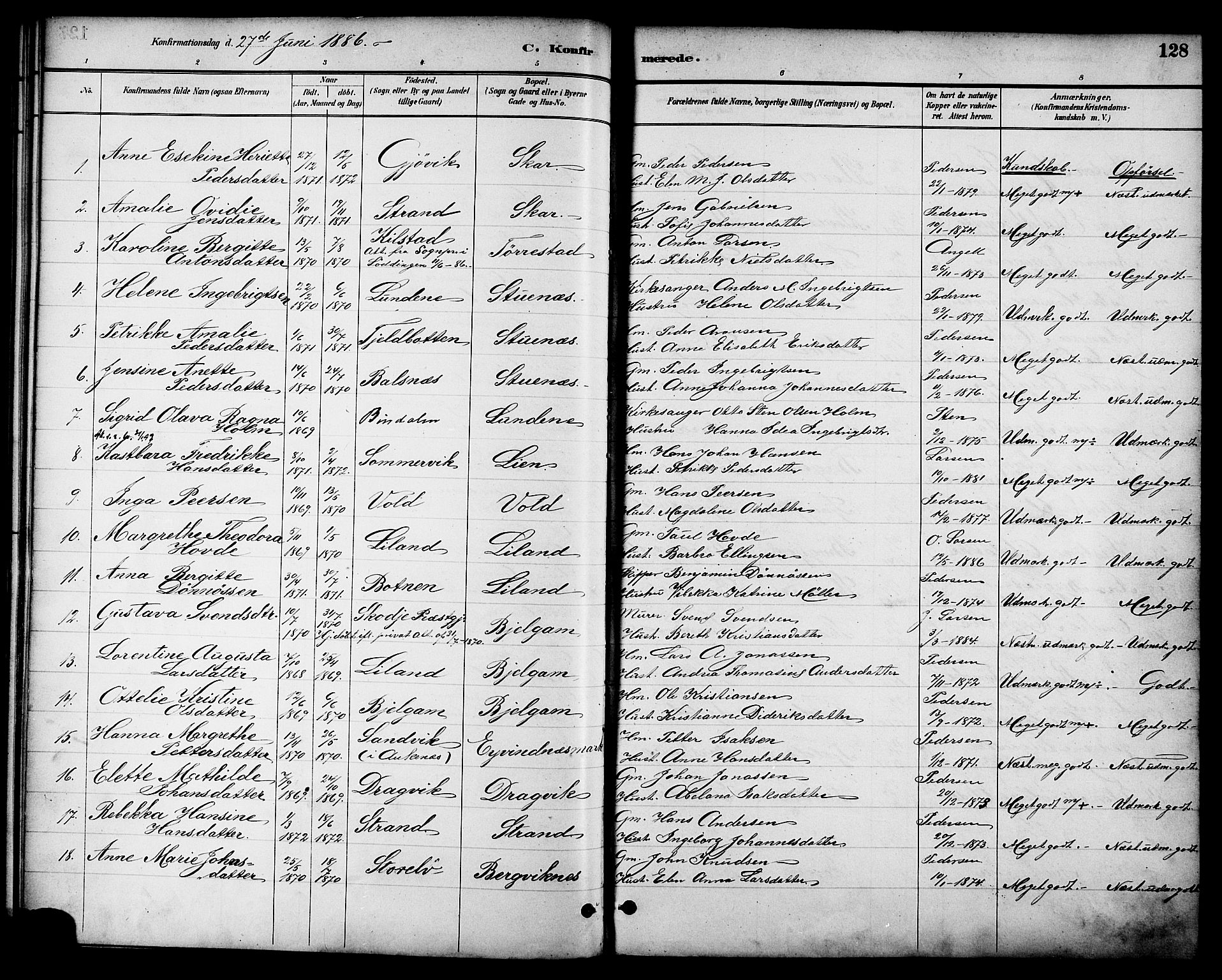 Ministerialprotokoller, klokkerbøker og fødselsregistre - Nordland, SAT/A-1459/863/L0898: Parish register (official) no. 863A10, 1886-1897, p. 128