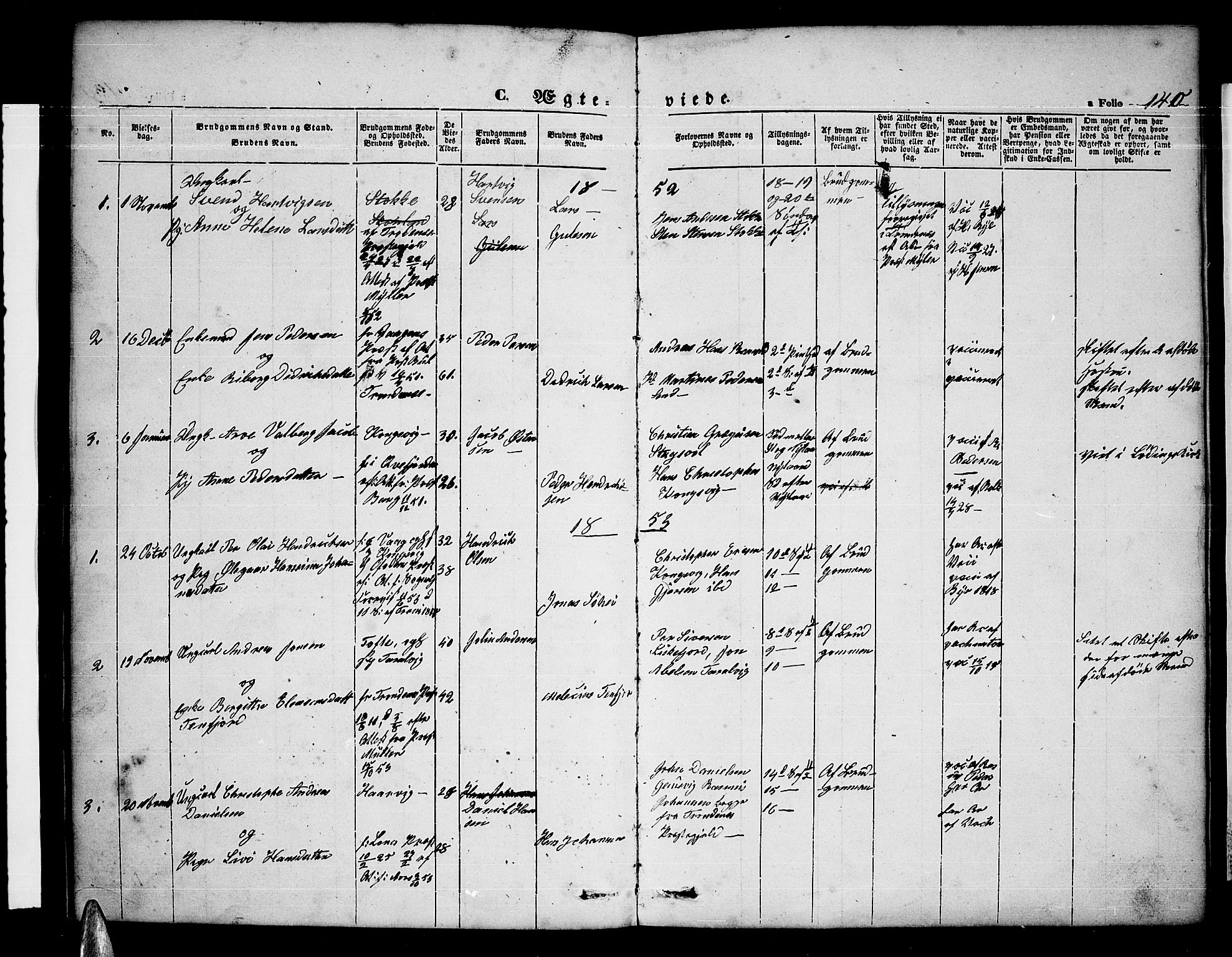 Ministerialprotokoller, klokkerbøker og fødselsregistre - Nordland, AV/SAT-A-1459/865/L0929: Parish register (copy) no. 865C01, 1840-1866, p. 140