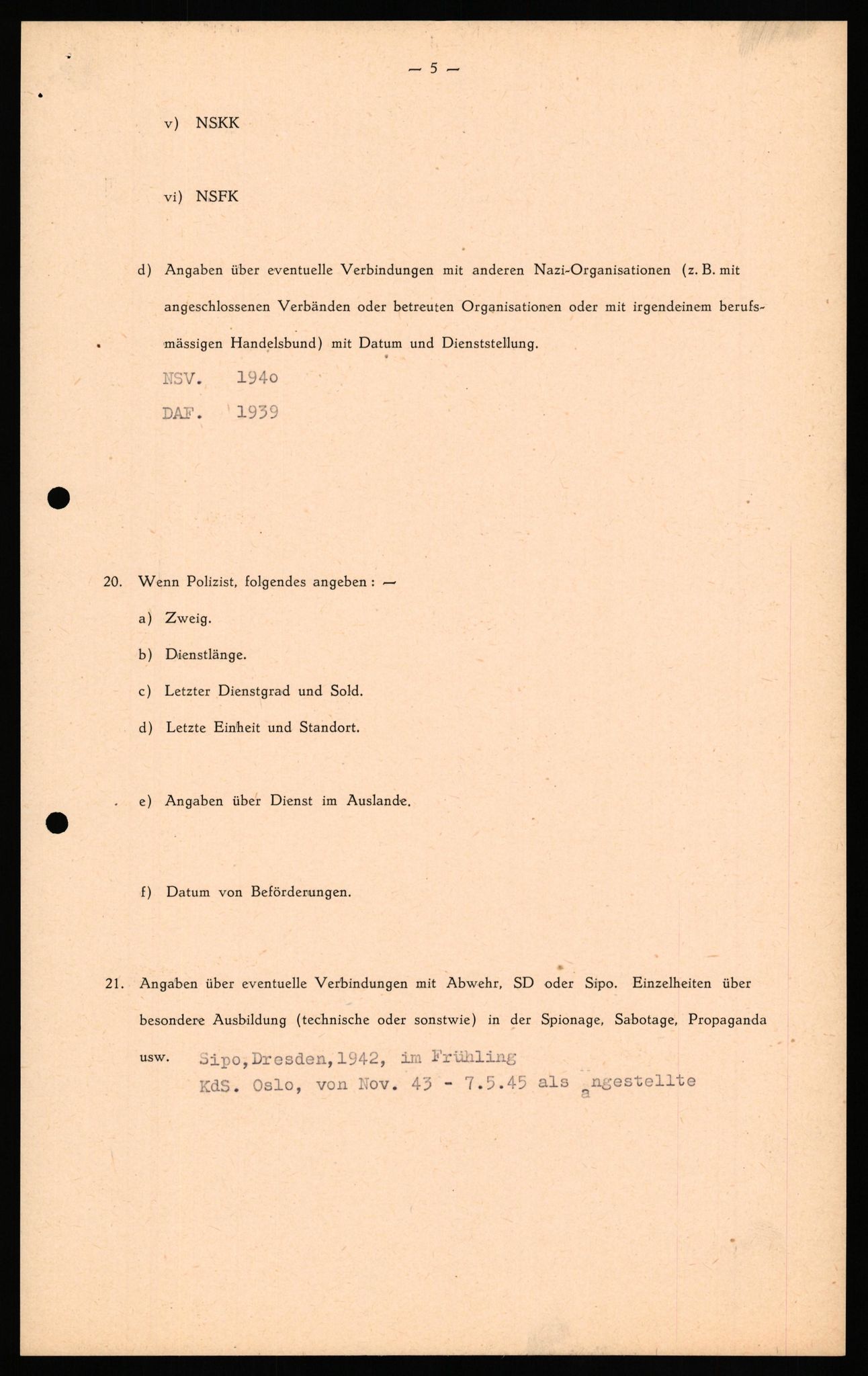 Forsvaret, Forsvarets overkommando II, AV/RA-RAFA-3915/D/Db/L0038: CI Questionaires. Tyske okkupasjonsstyrker i Norge. Østerrikere., 1945-1946, p. 235