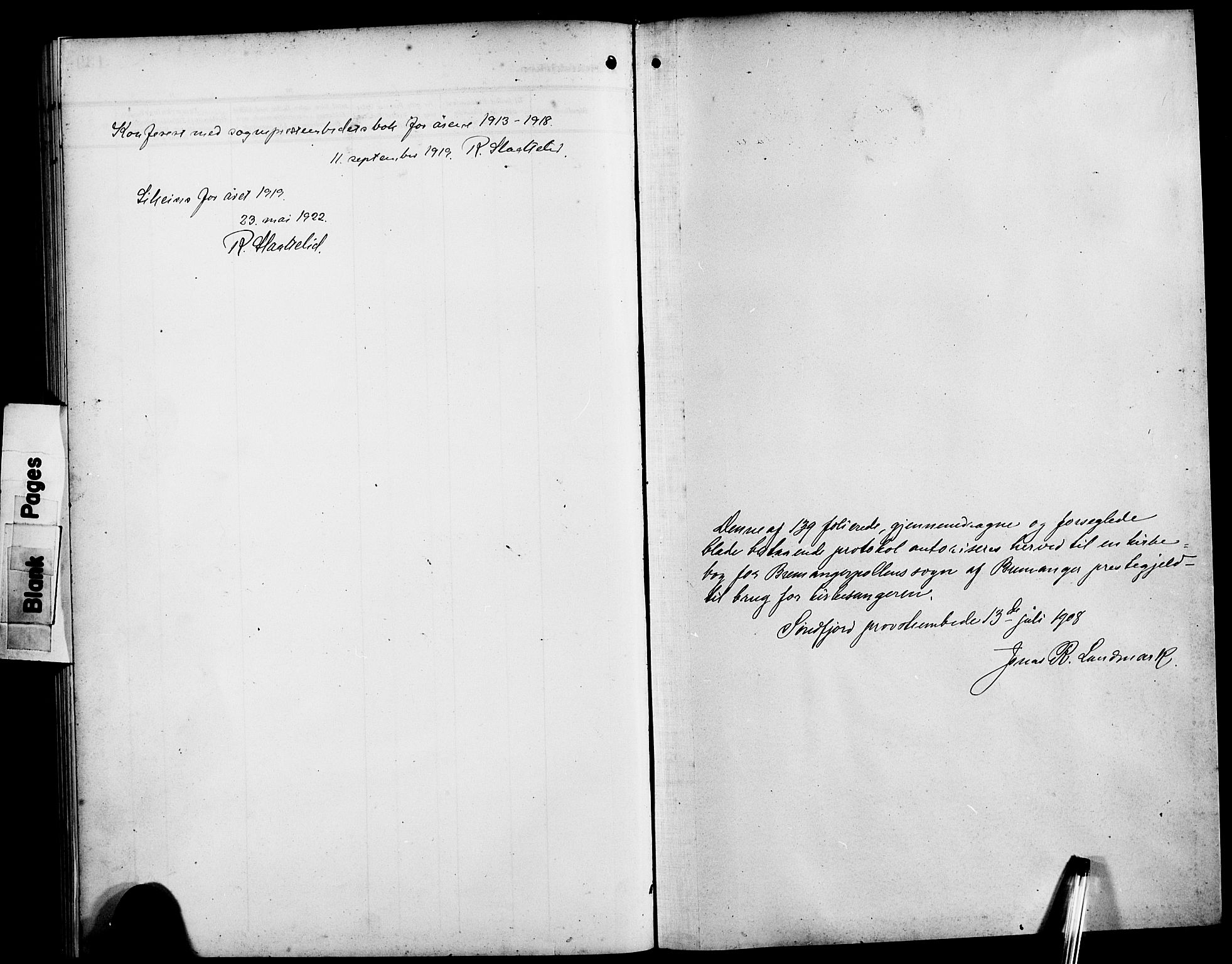 Bremanger sokneprestembete, AV/SAB-A-82201/H/Hab/Habc/L0001: Parish register (copy) no. C 1, 1908-1919