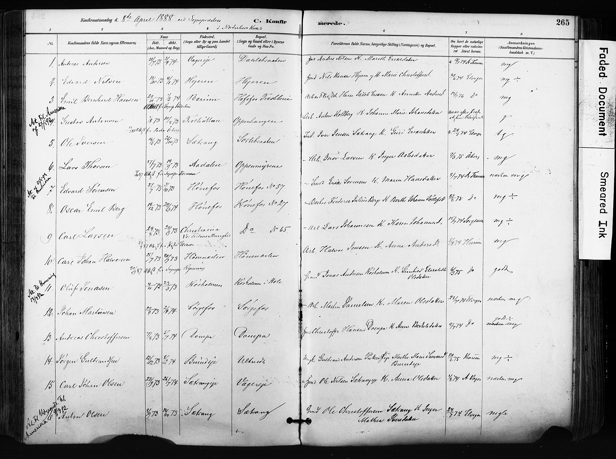 Norderhov kirkebøker, AV/SAKO-A-237/F/Fa/L0016: Parish register (official) no. 16, 1885-1902, p. 265