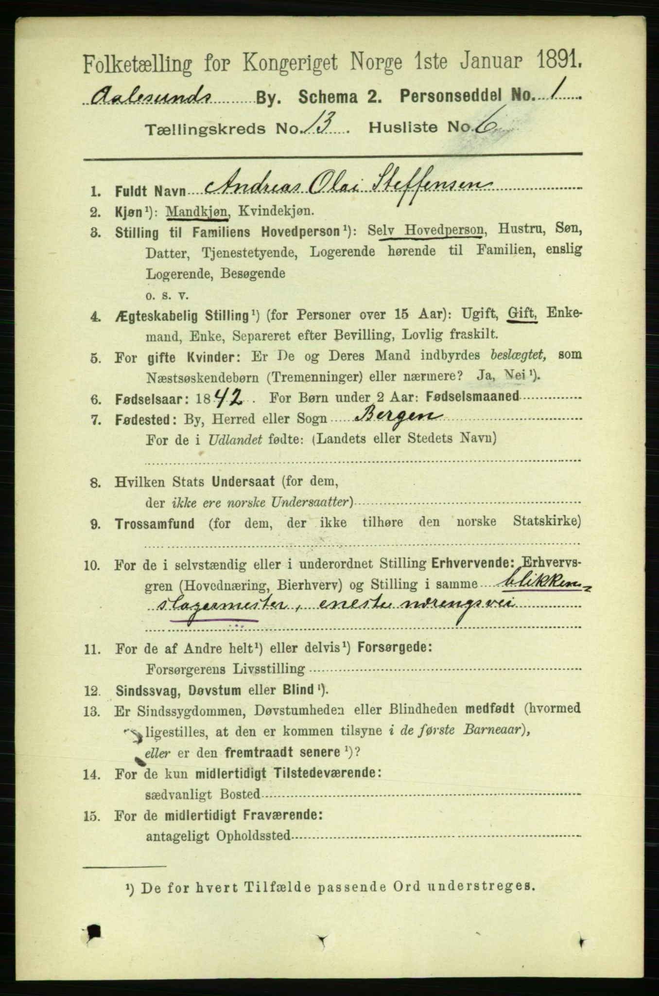 RA, 1891 census for 1501 Ålesund, 1891, p. 8056