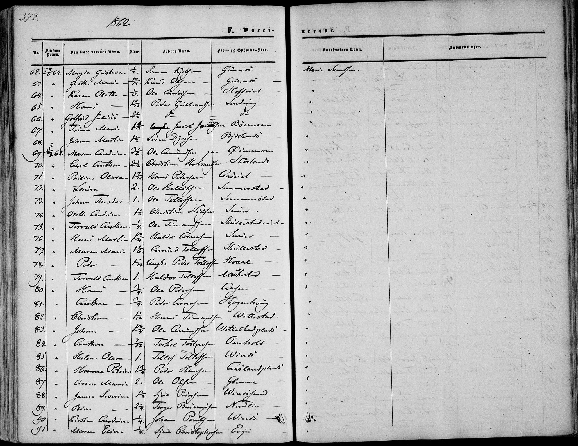 Sandsvær kirkebøker, AV/SAKO-A-244/F/Fa/L0006: Parish register (official) no. I 6, 1857-1868, p. 372