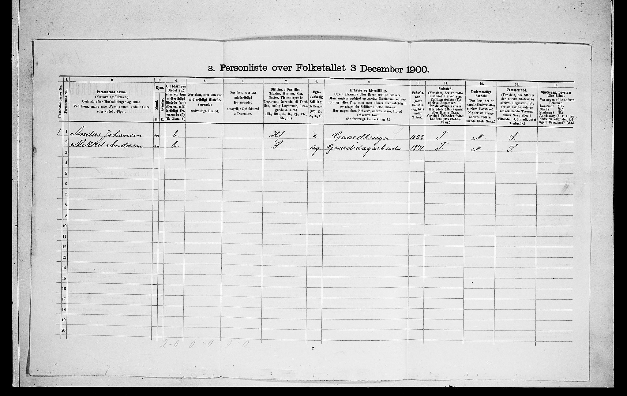RA, 1900 census for Norderhov, 1900, p. 1436