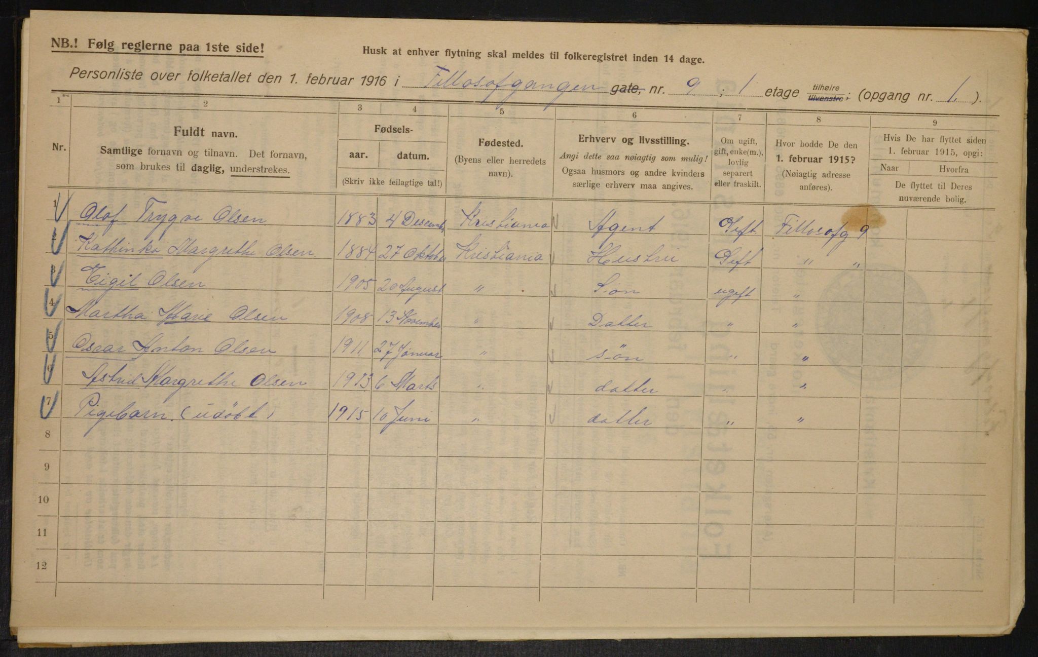 OBA, Municipal Census 1916 for Kristiania, 1916, p. 24663