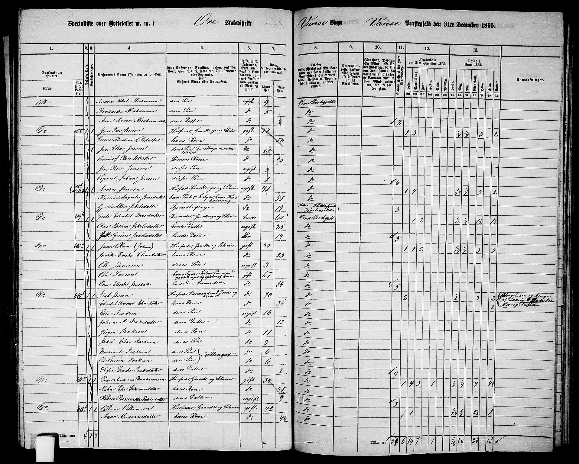 RA, 1865 census for Vanse/Vanse og Farsund, 1865, p. 219