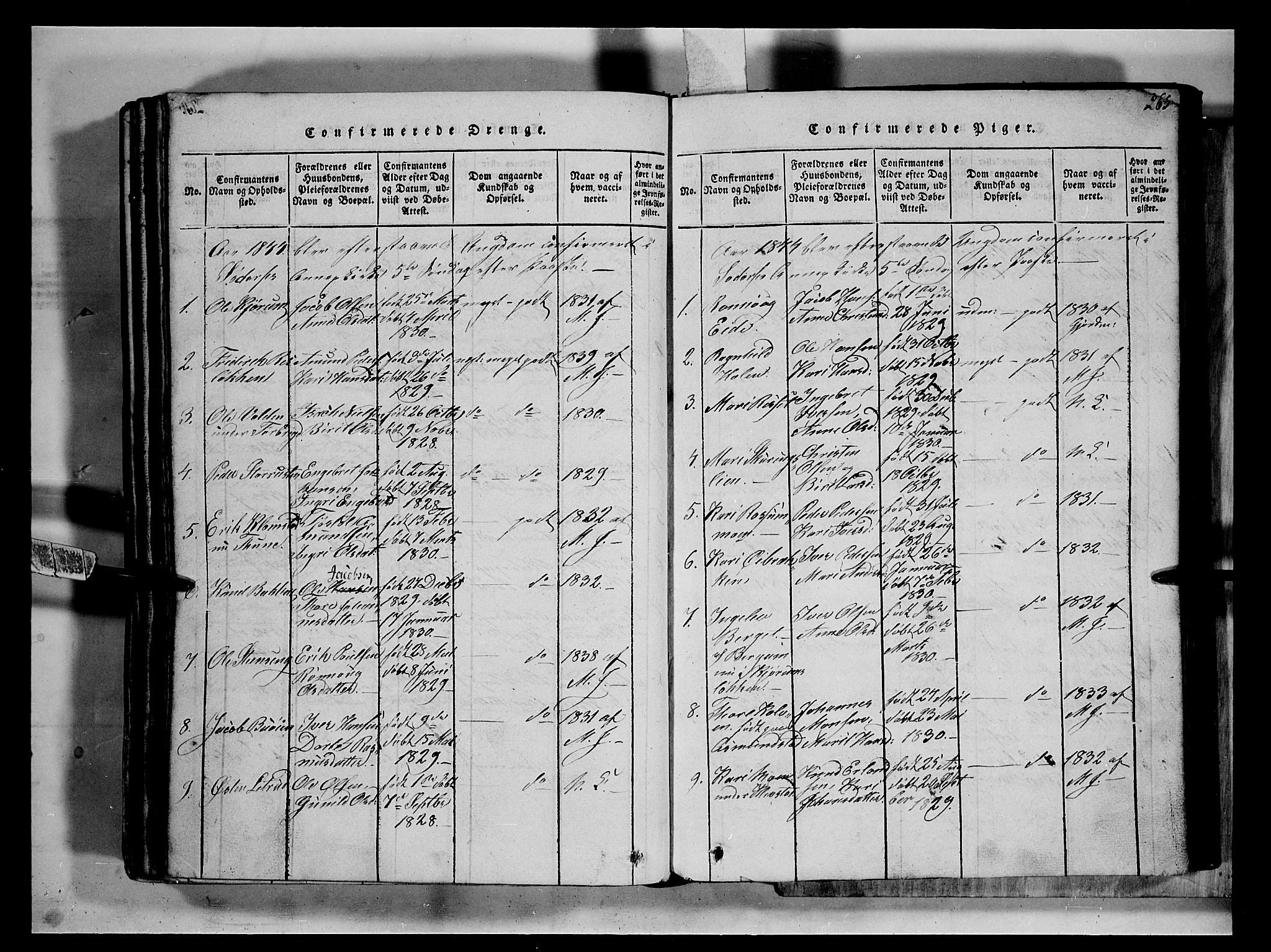 Fron prestekontor, SAH/PREST-078/H/Ha/Hab/L0002: Parish register (copy) no. 2, 1816-1850, p. 265