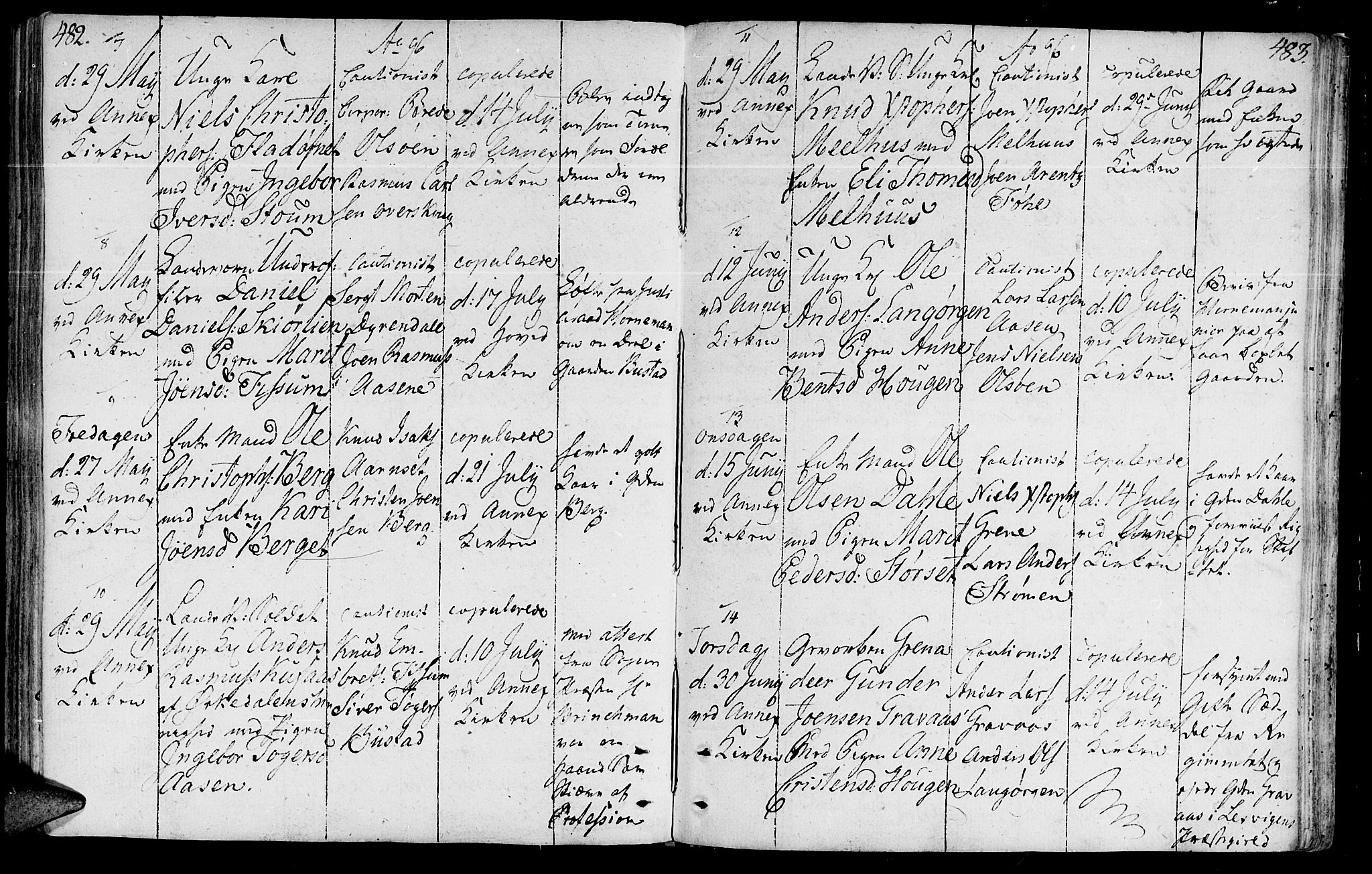 Ministerialprotokoller, klokkerbøker og fødselsregistre - Sør-Trøndelag, SAT/A-1456/646/L0606: Parish register (official) no. 646A04, 1791-1805, p. 482-483