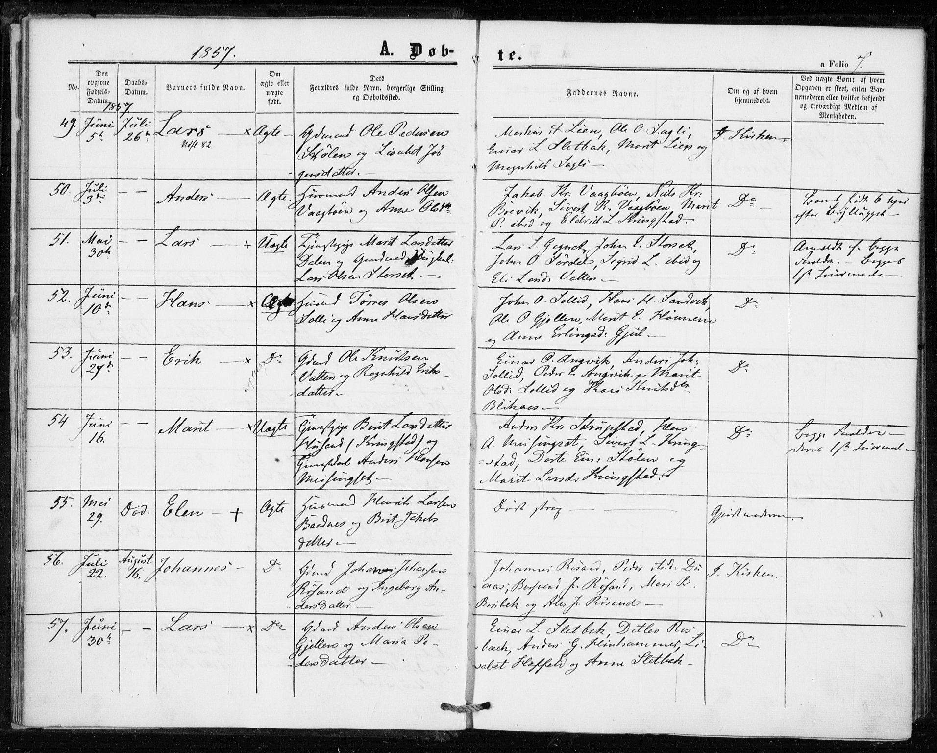 Ministerialprotokoller, klokkerbøker og fødselsregistre - Møre og Romsdal, SAT/A-1454/586/L0985: Parish register (official) no. 586A11, 1857-1866, p. 7