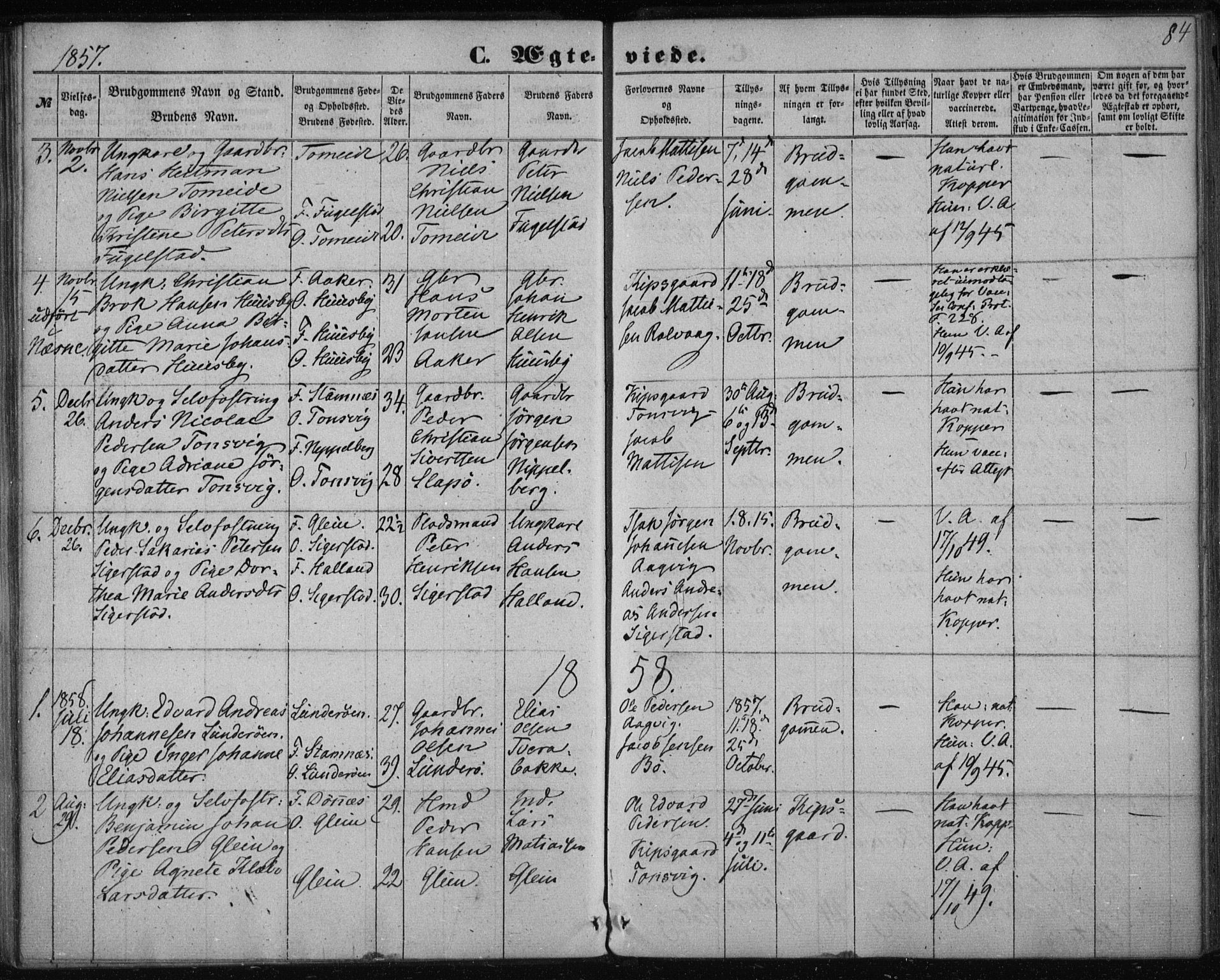 Ministerialprotokoller, klokkerbøker og fødselsregistre - Nordland, AV/SAT-A-1459/835/L0523: Parish register (official) no. 835A01, 1855-1865, p. 84