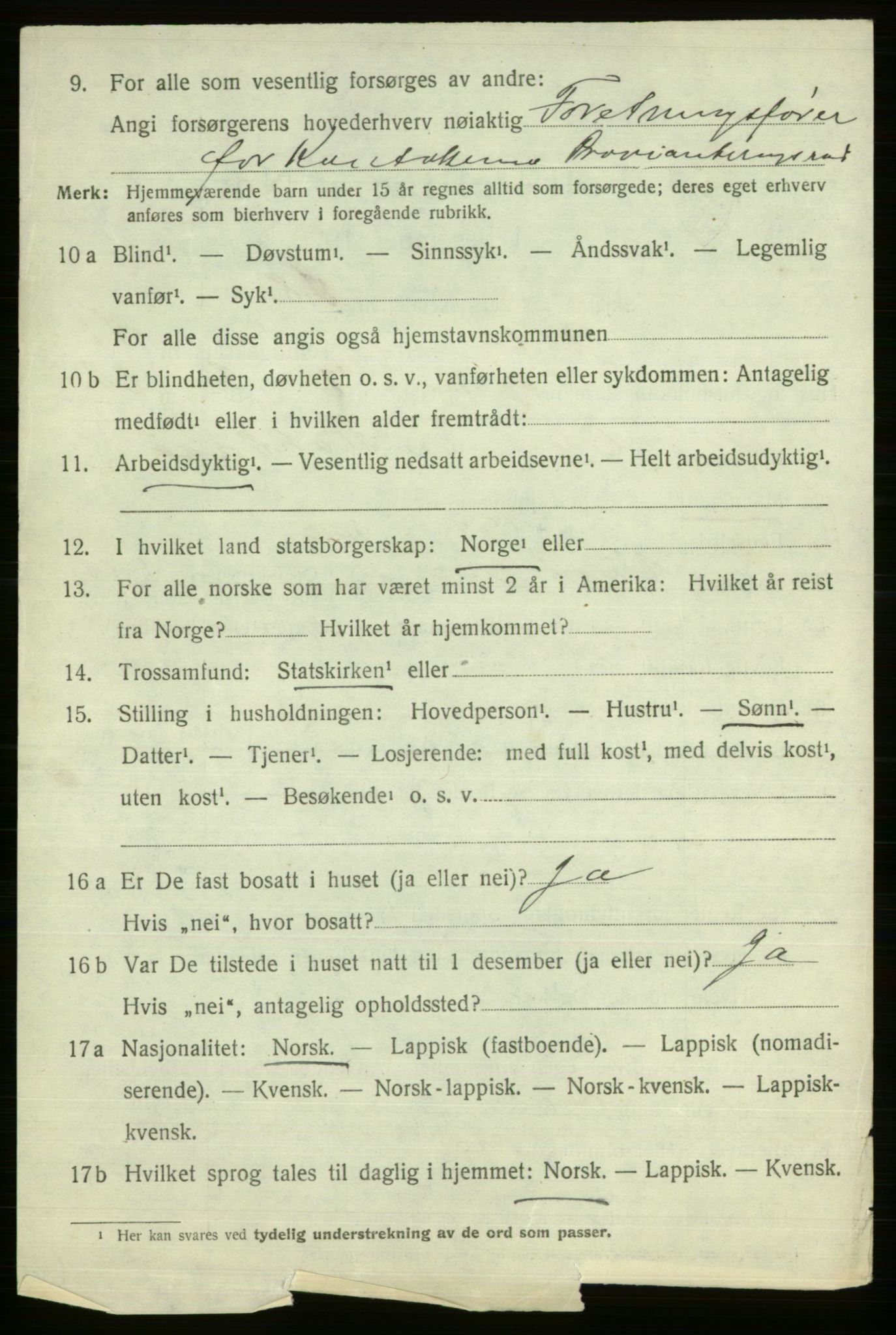 SATØ, 1920 census for Alta, 1920, p. 3304