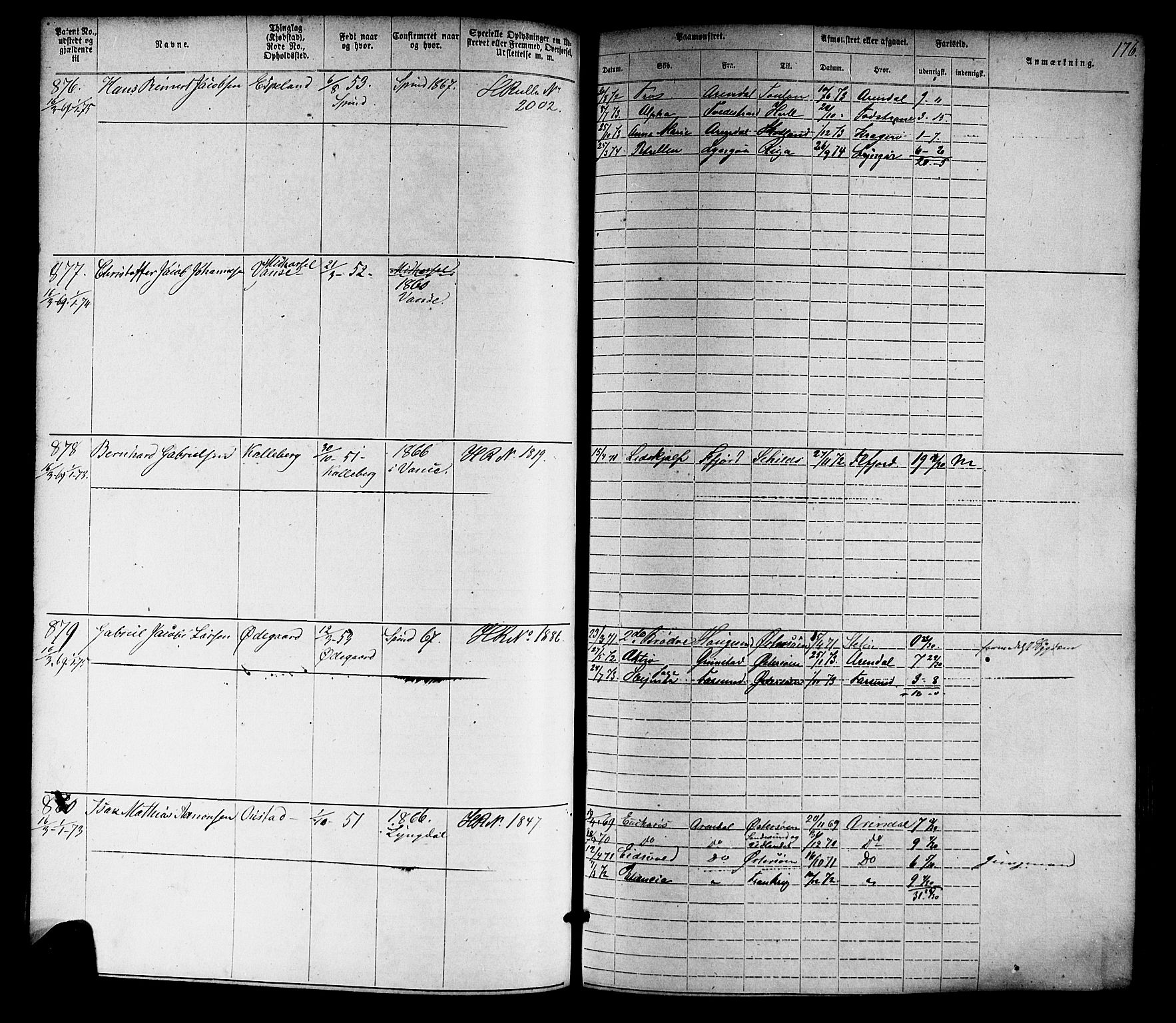 Farsund mønstringskrets, AV/SAK-2031-0017/F/Fa/L0005: Annotasjonsrulle nr 1-1910 med register, Z-2, 1869-1877, p. 205