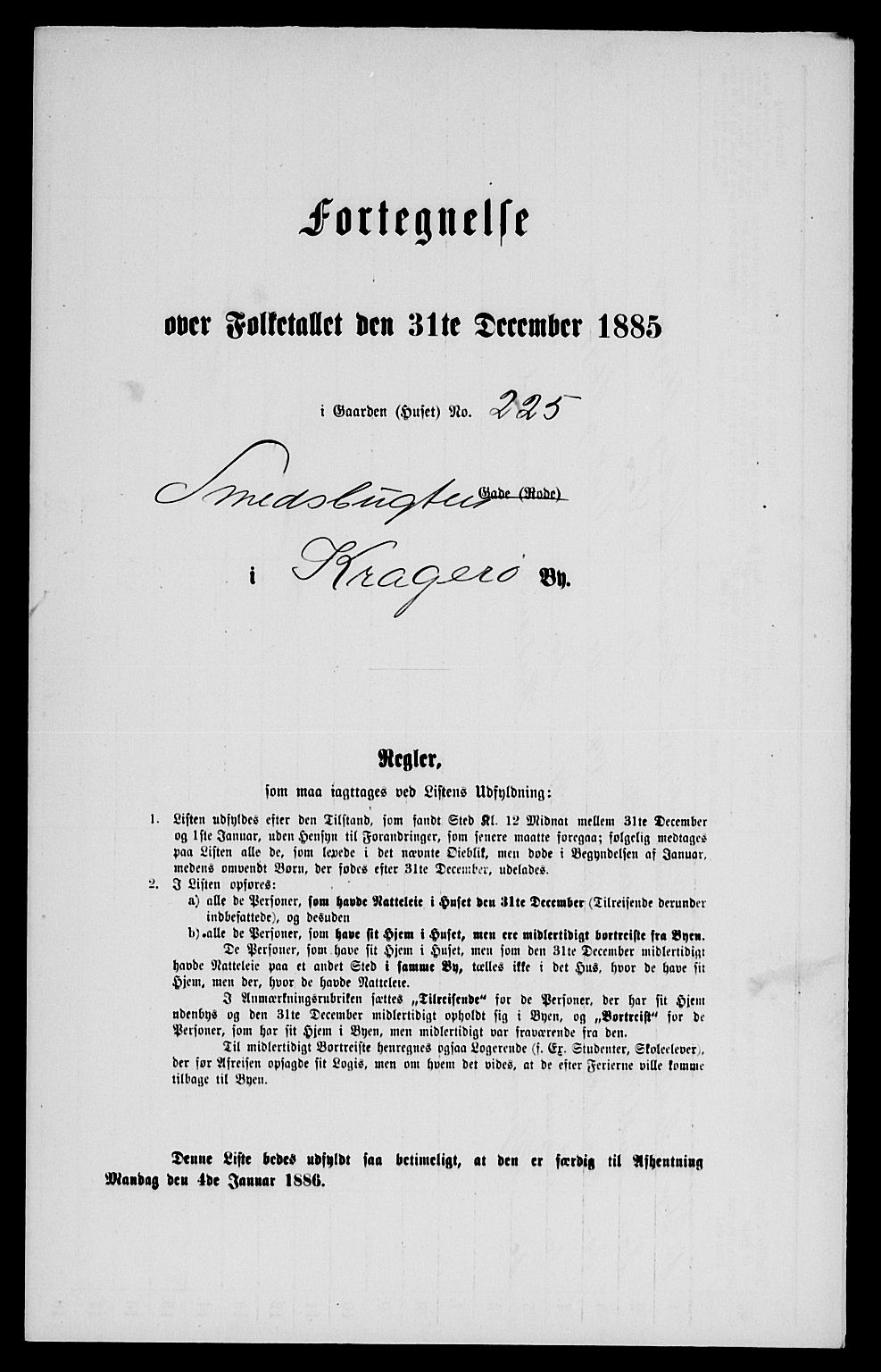 SAKO, 1885 census for 0801 Kragerø, 1885, p. 272