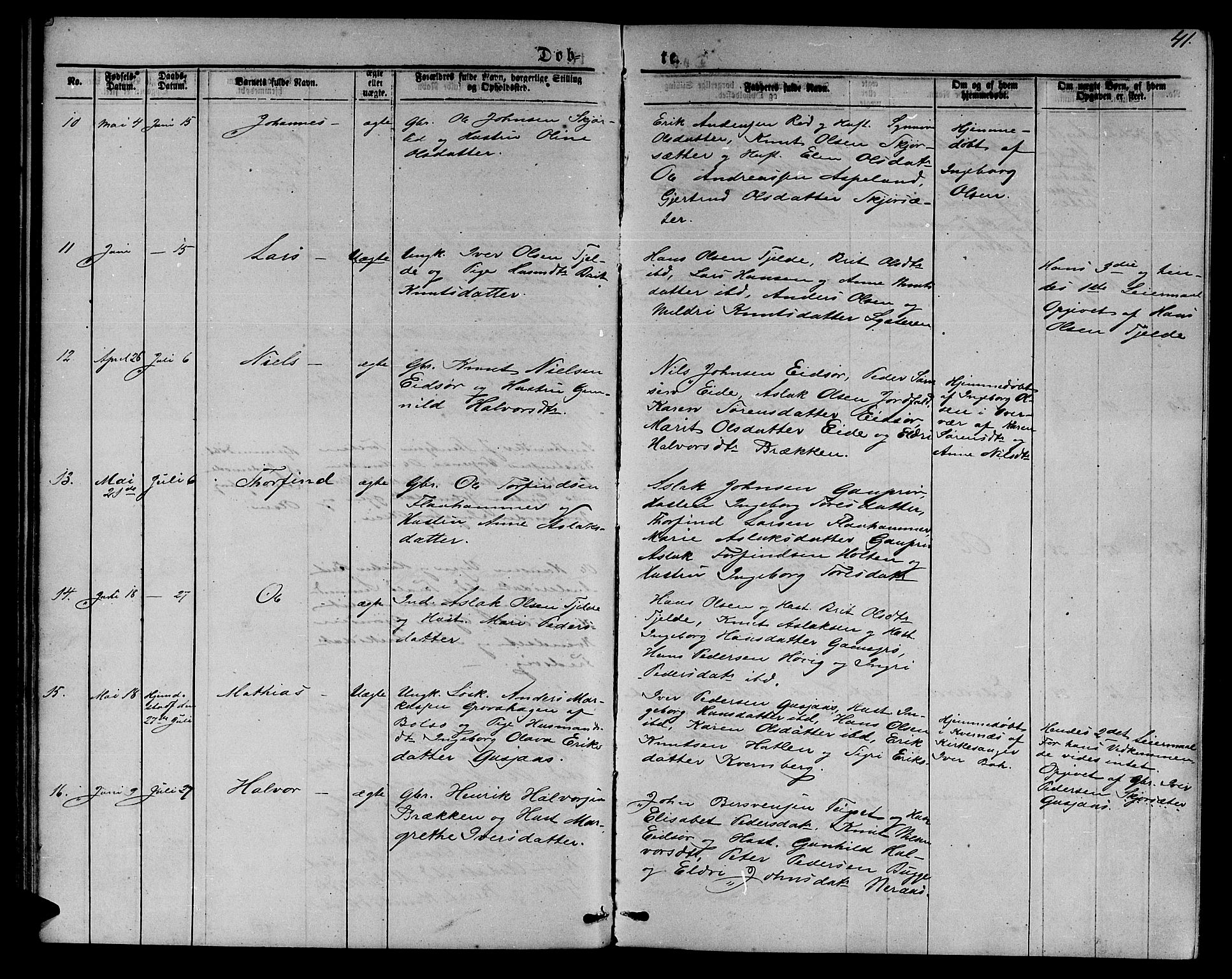 Ministerialprotokoller, klokkerbøker og fødselsregistre - Møre og Romsdal, AV/SAT-A-1454/551/L0630: Parish register (copy) no. 551C02, 1867-1885, p. 41