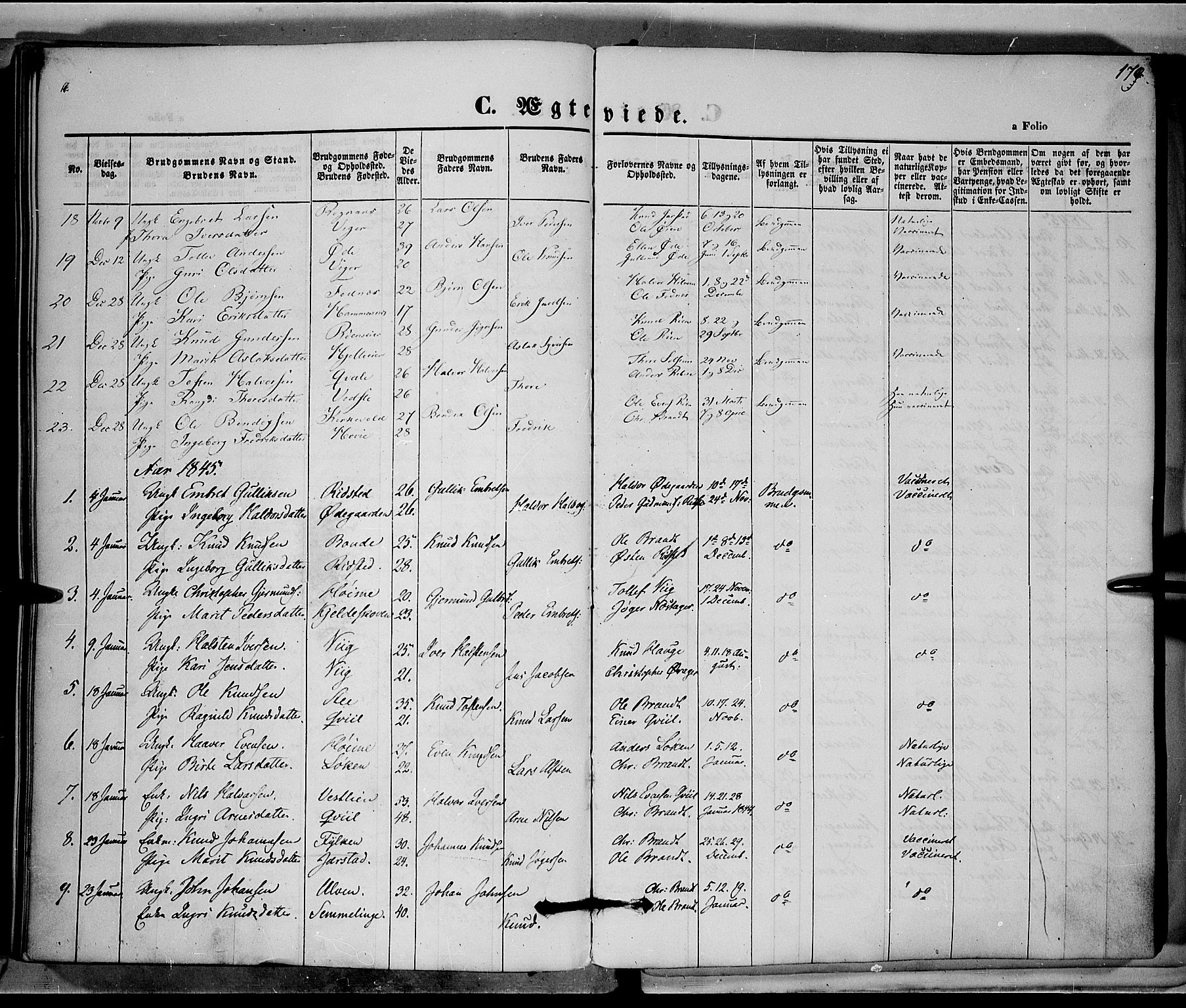 Vestre Slidre prestekontor, SAH/PREST-136/H/Ha/Haa/L0001: Parish register (official) no. 1, 1844-1855, p. 170
