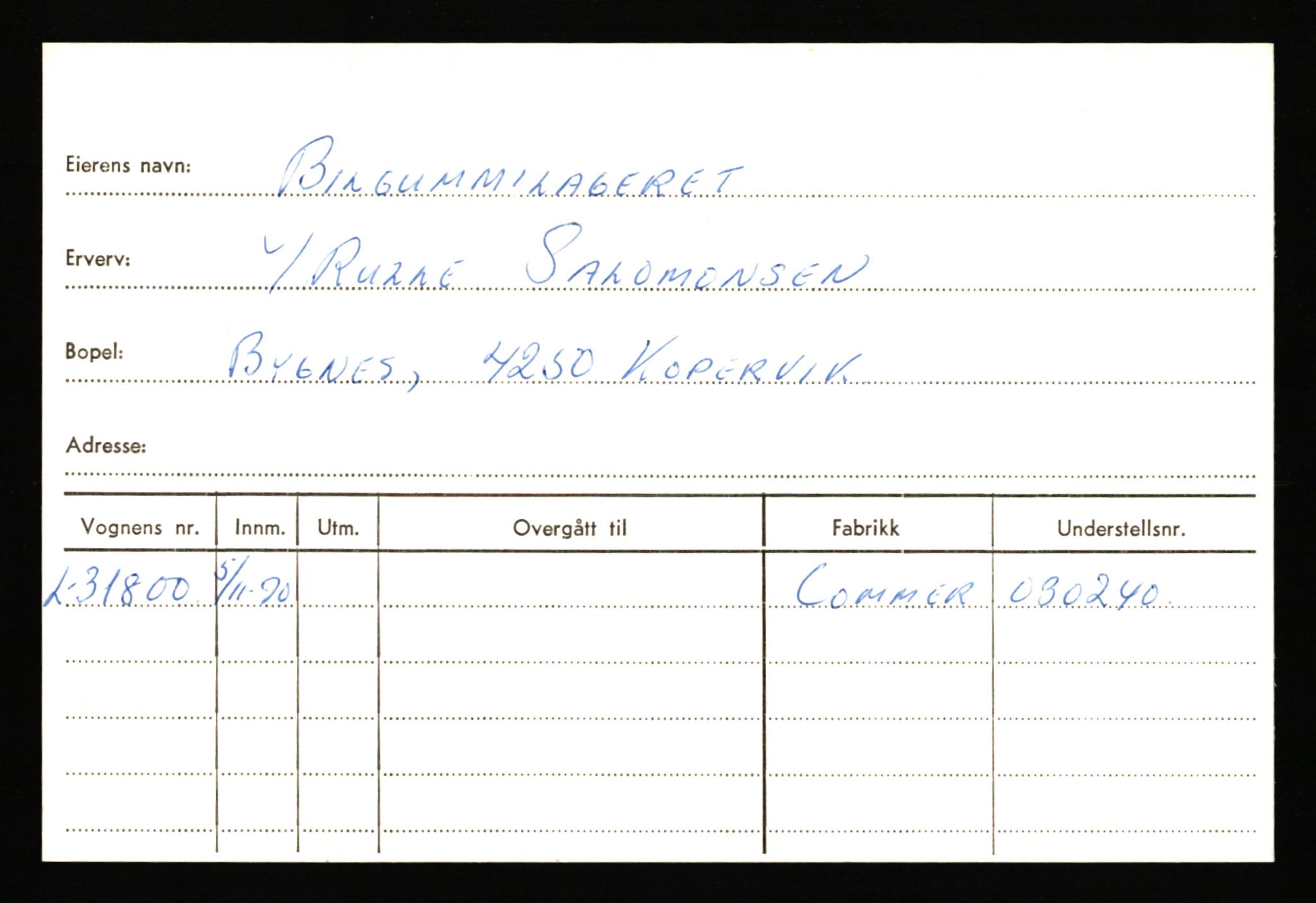 Haugesund trafikkstasjon, AV/SAST-A-101941/0/G/Ga/L0002: Eierkort, gamle - BI-CL, 1930-1970, p. 3