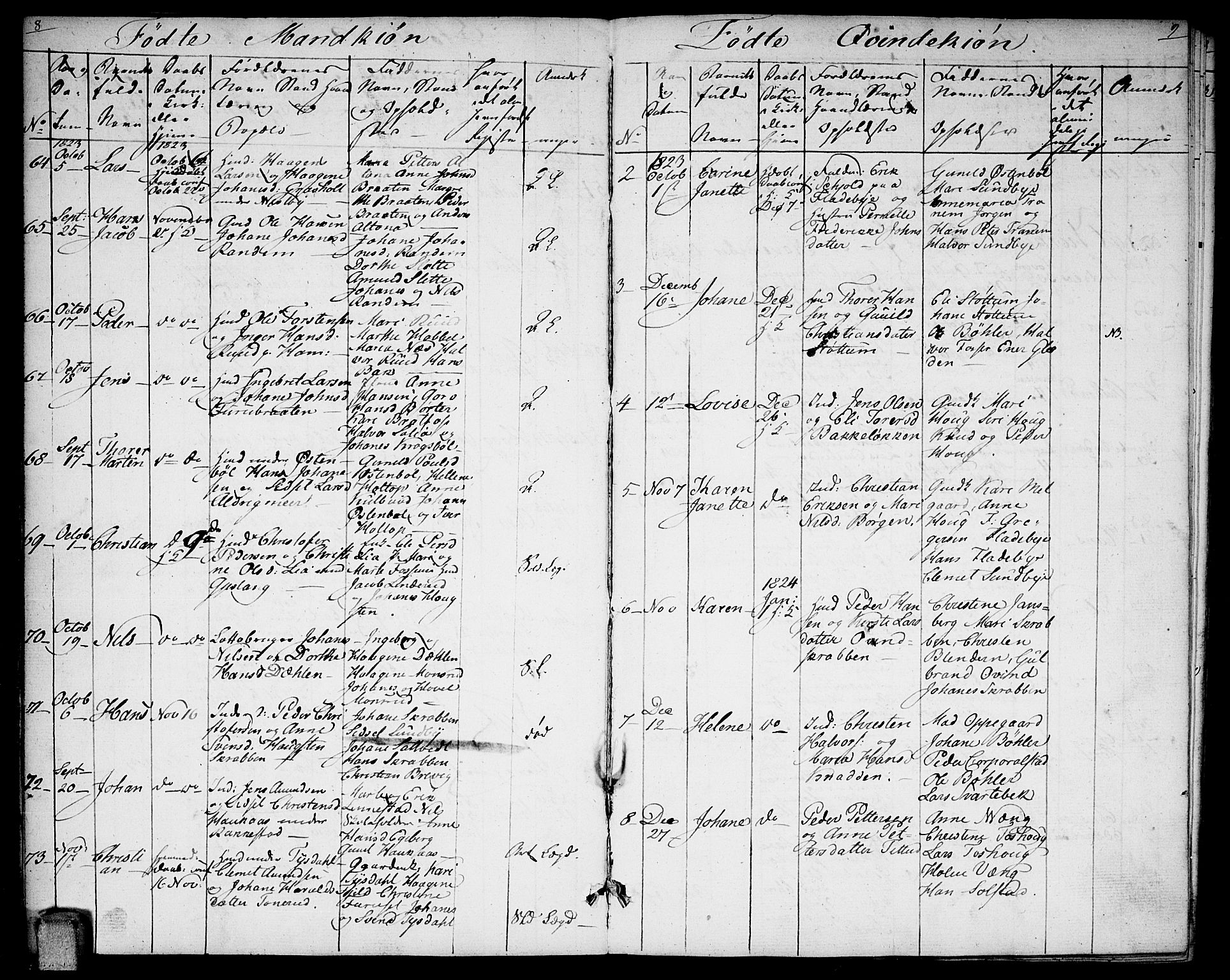 Enebakk prestekontor Kirkebøker, AV/SAO-A-10171c/F/Fa/L0007: Parish register (official) no. I 7, 1823-1832, p. 8-9