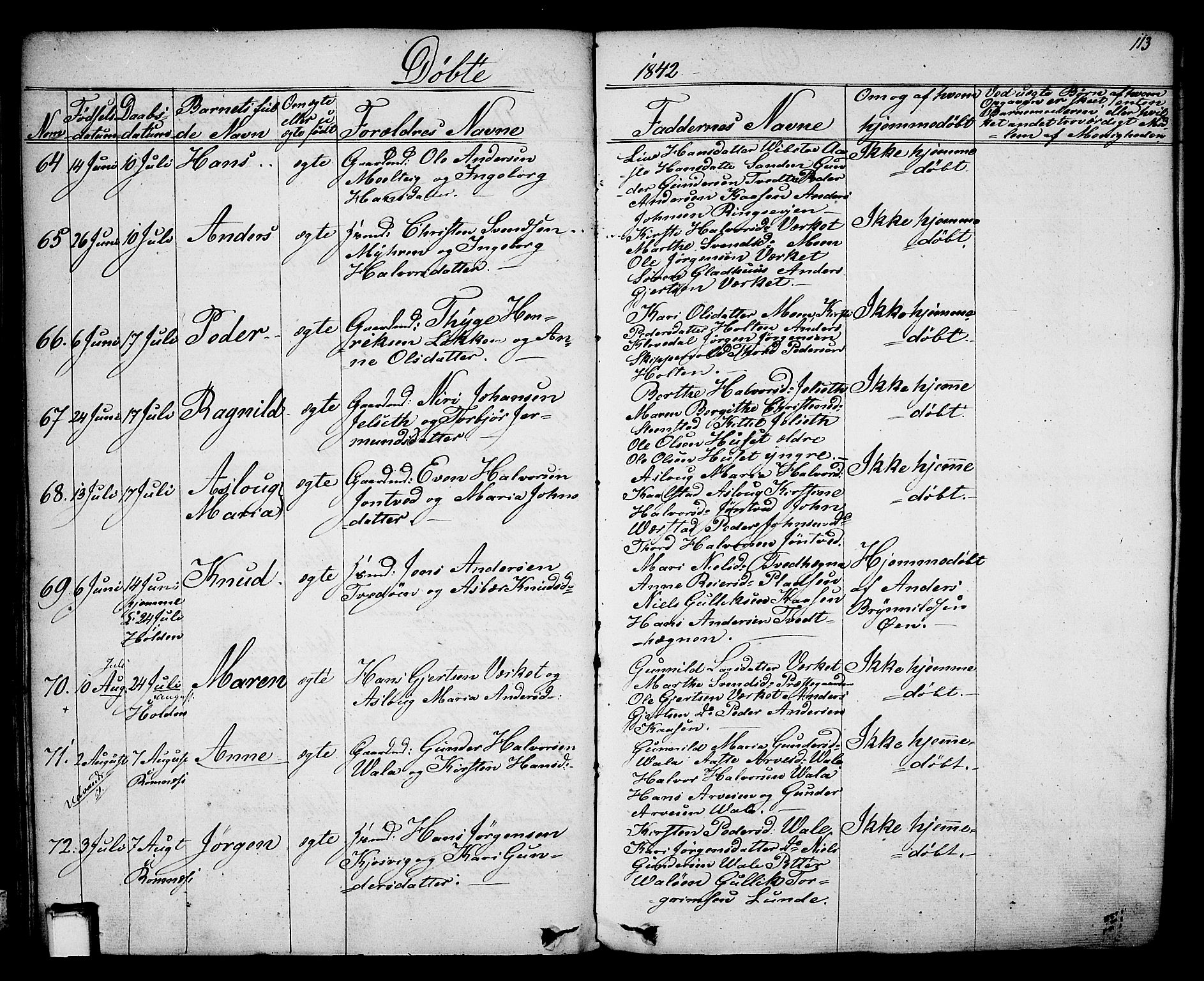 Holla kirkebøker, SAKO/A-272/F/Fa/L0004: Parish register (official) no. 4, 1830-1848, p. 113