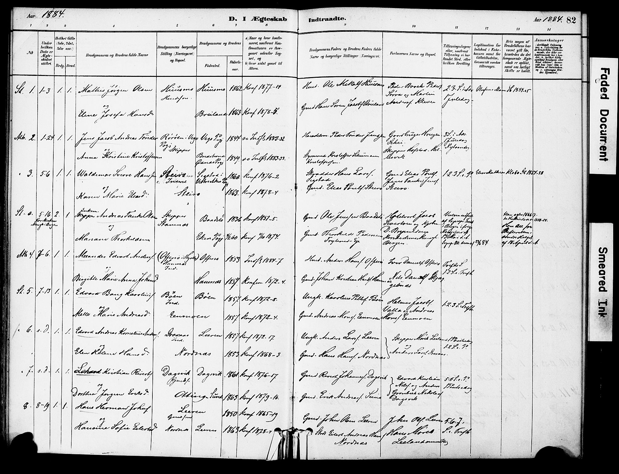 Ministerialprotokoller, klokkerbøker og fødselsregistre - Nordland, AV/SAT-A-1459/830/L0450: Parish register (official) no. 830A14, 1879-1896, p. 82