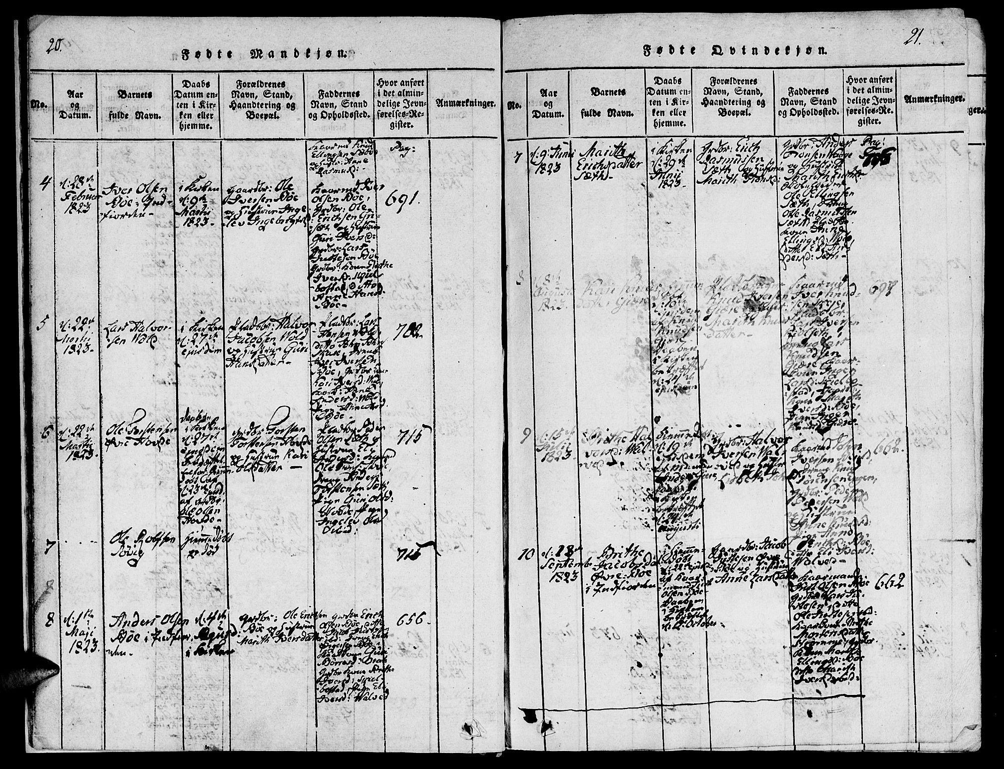 Ministerialprotokoller, klokkerbøker og fødselsregistre - Møre og Romsdal, SAT/A-1454/543/L0561: Parish register (official) no. 543A01, 1818-1853, p. 20-21