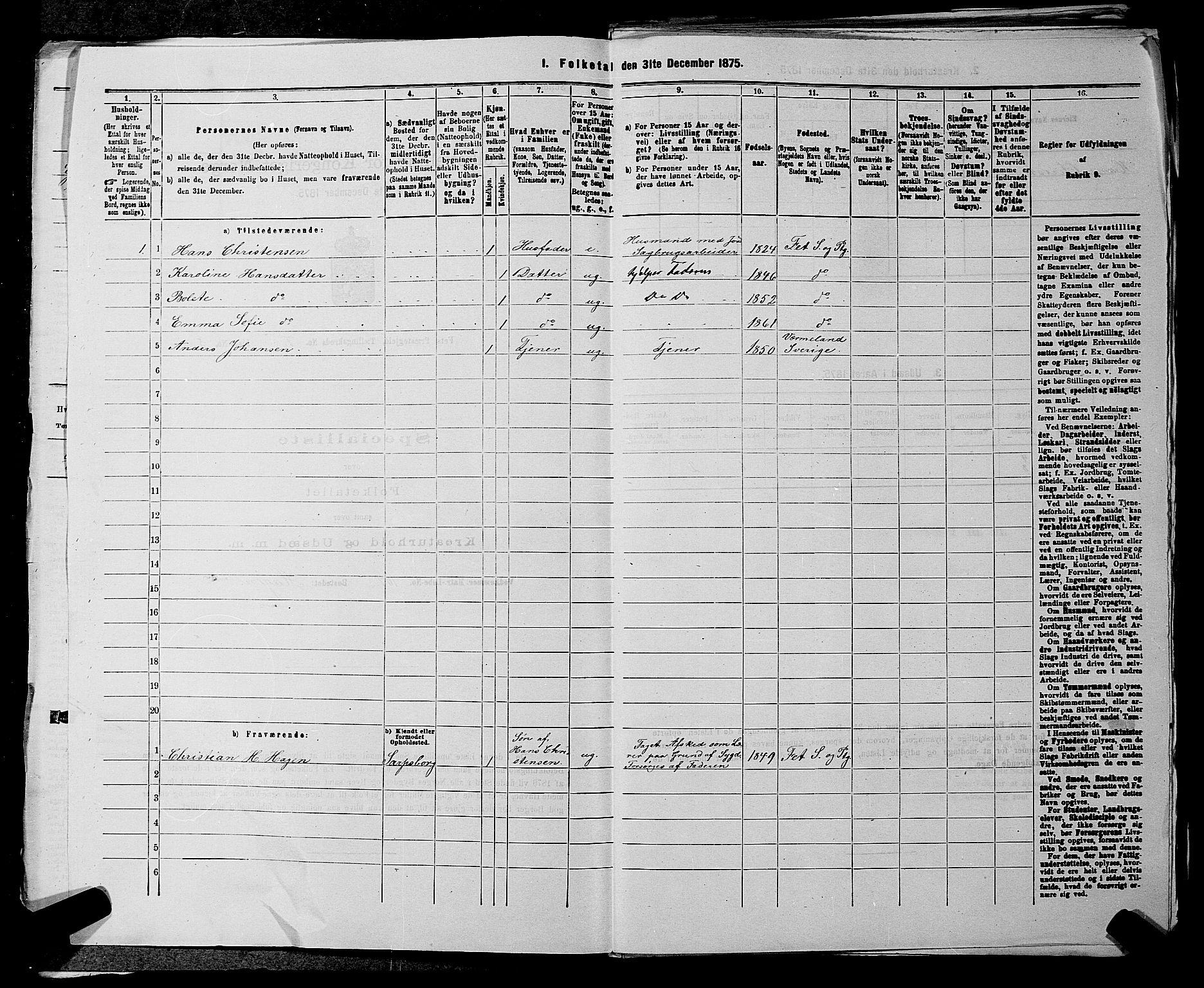 RA, 1875 census for 0227P Fet, 1875, p. 1003