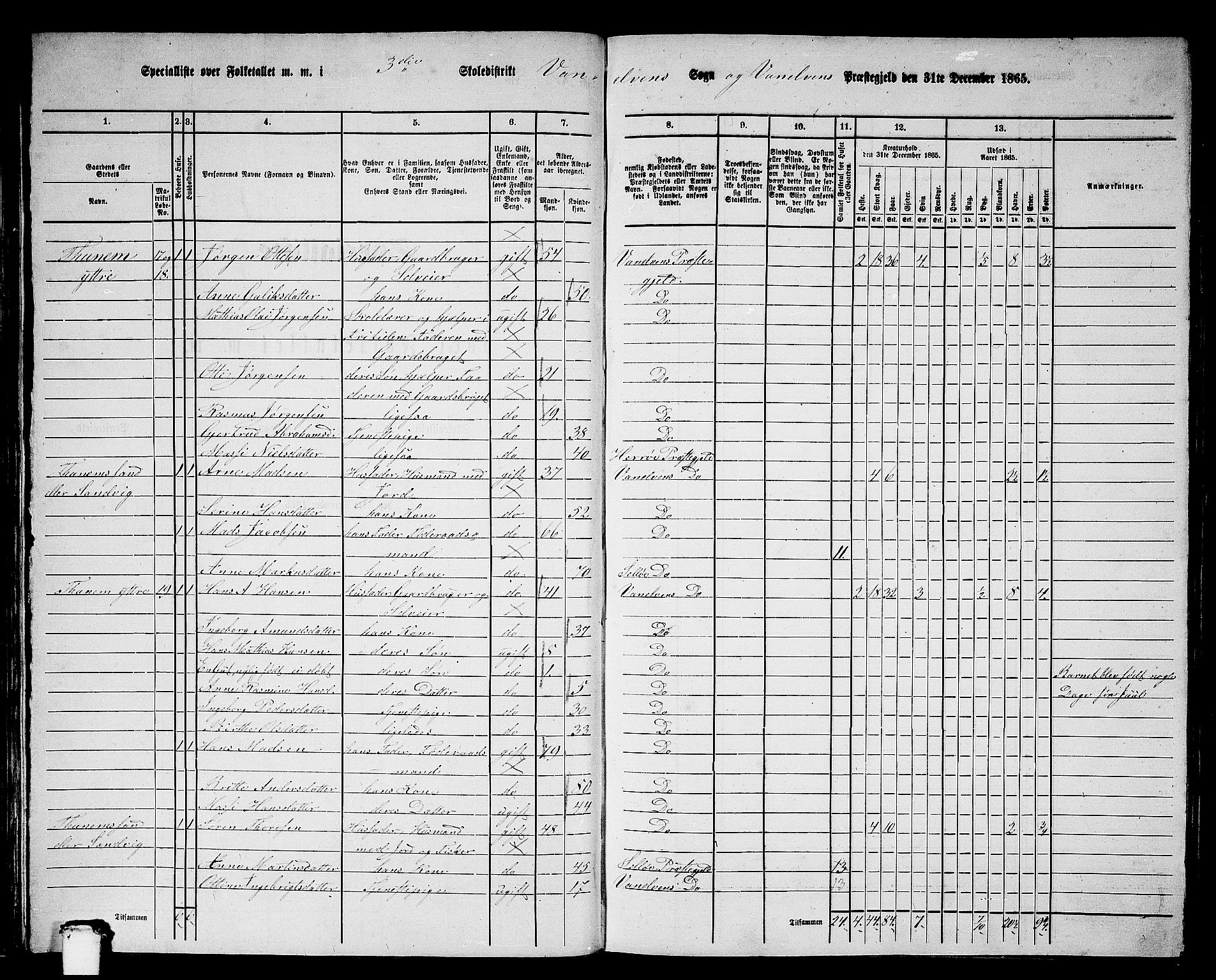 RA, 1865 census for Vanylven, 1865, p. 46