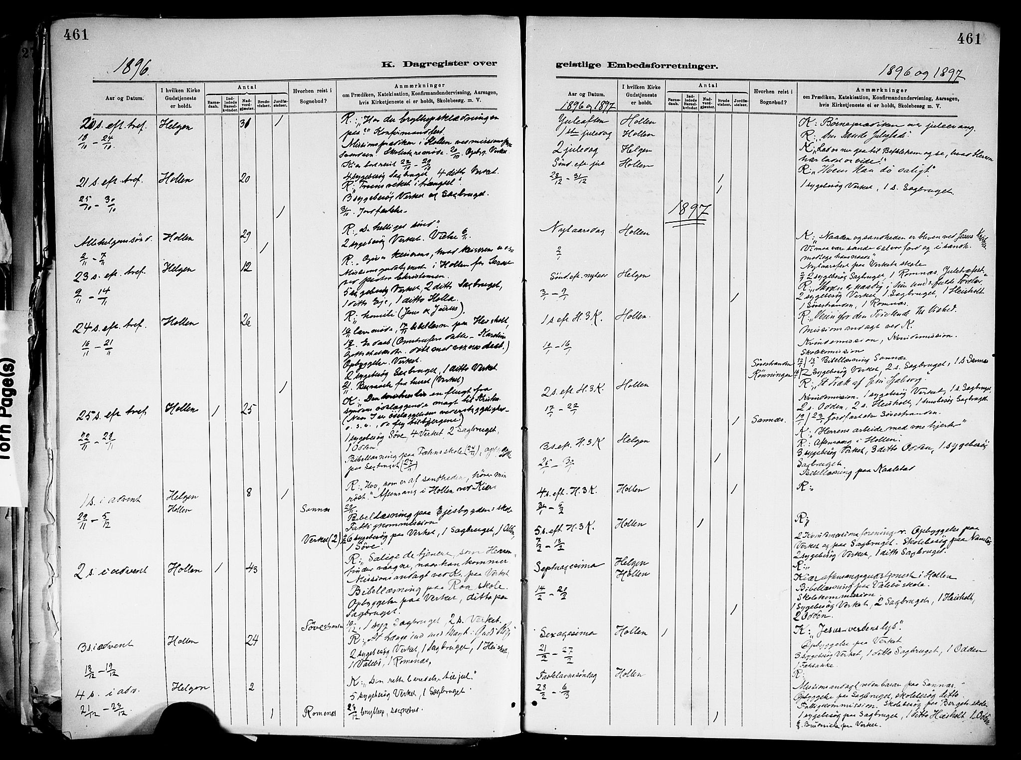 Holla kirkebøker, SAKO/A-272/F/Fa/L0008: Parish register (official) no. 8, 1882-1897, p. 461