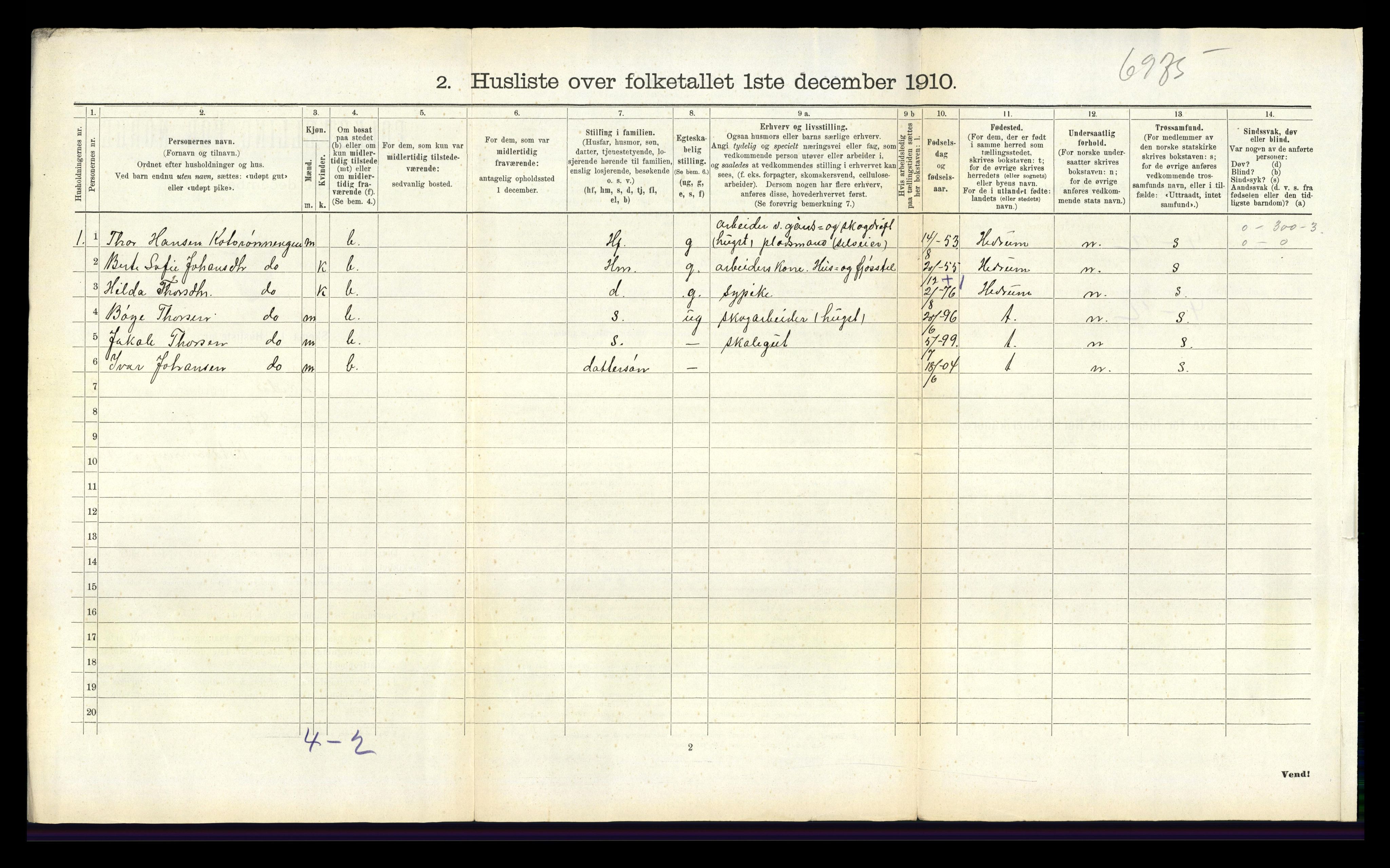 RA, 1910 census for Lardal, 1910, p. 351