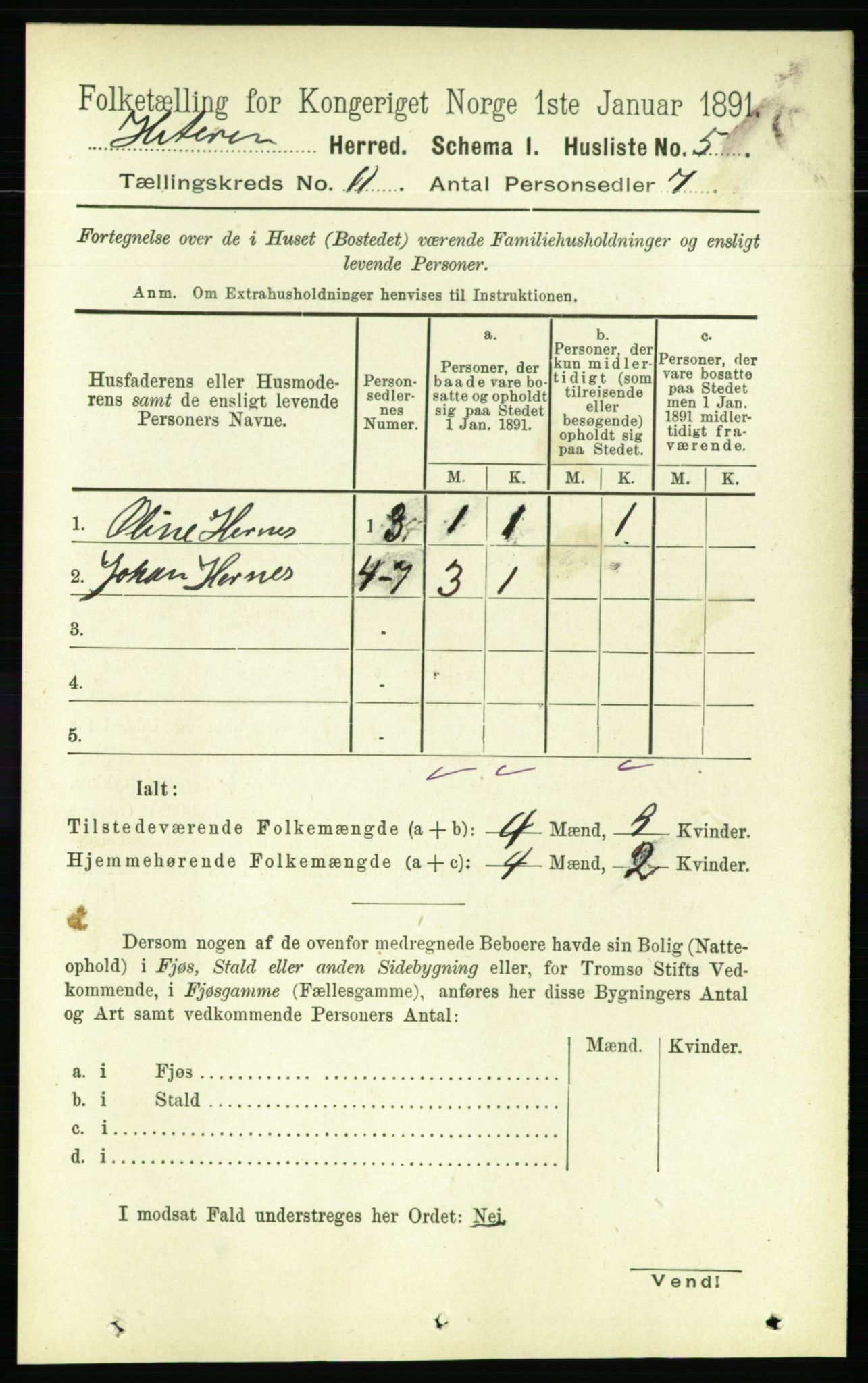 RA, 1891 census for 1617 Hitra, 1891, p. 2426