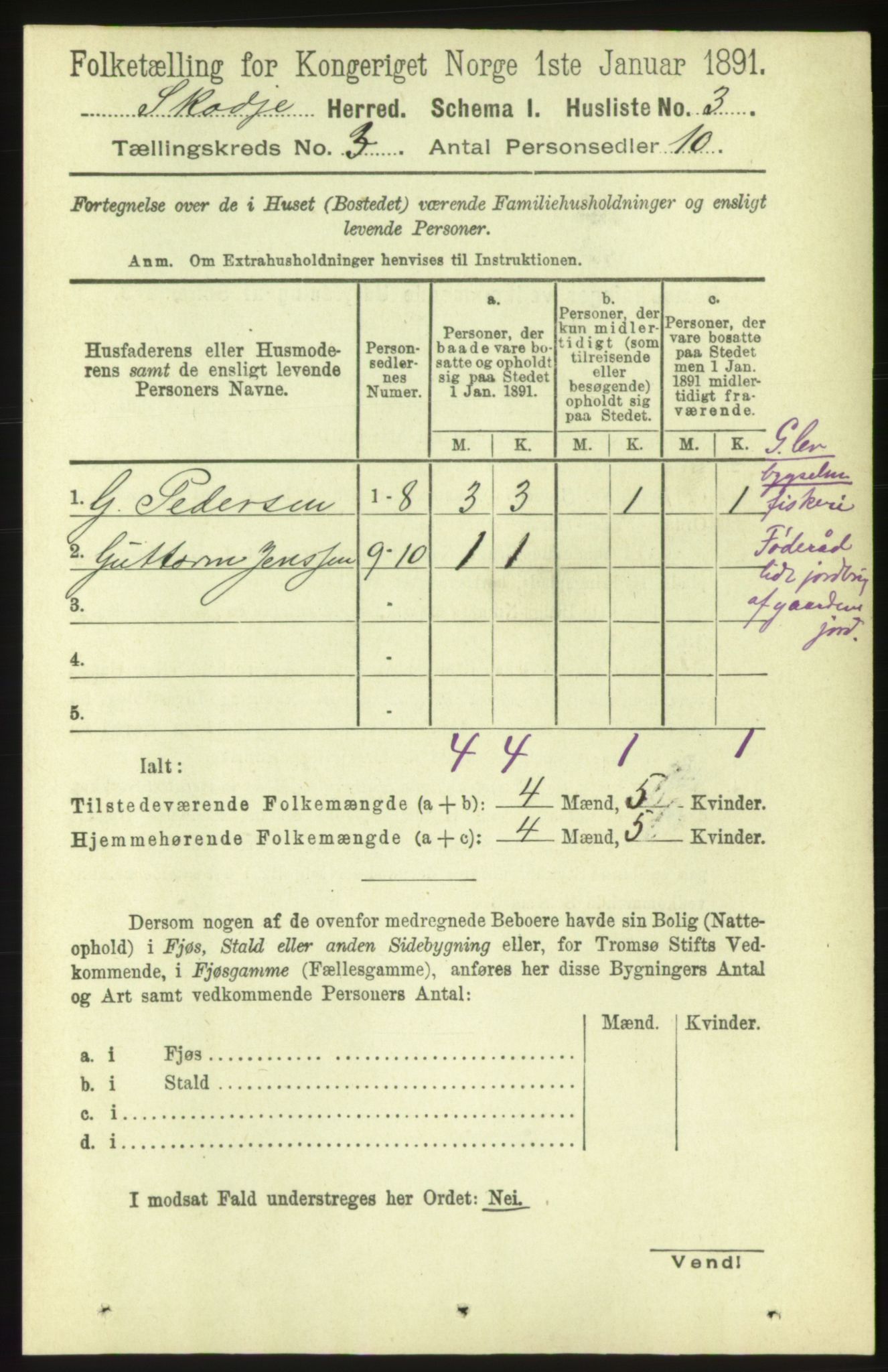 RA, 1891 census for 1529 Skodje, 1891, p. 437