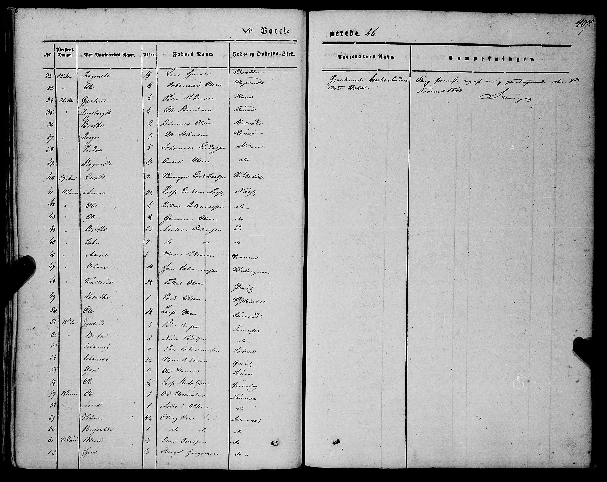 Vik sokneprestembete, SAB/A-81501: Parish register (official) no. A 8, 1846-1865, p. 407