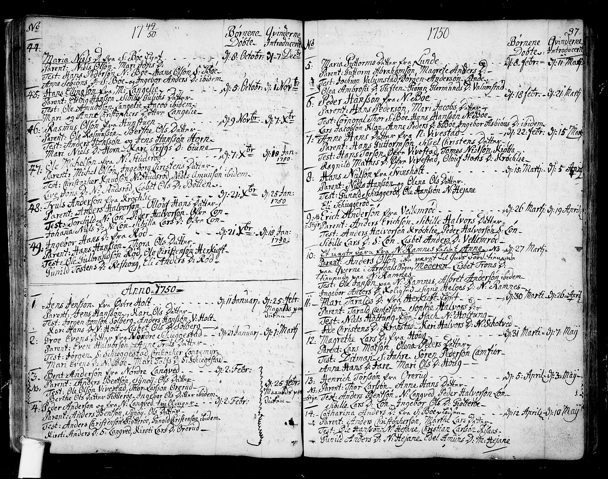 Ramnes kirkebøker, SAKO/A-314/F/Fa/L0001: Parish register (official) no. I 1, 1732-1774, p. 37