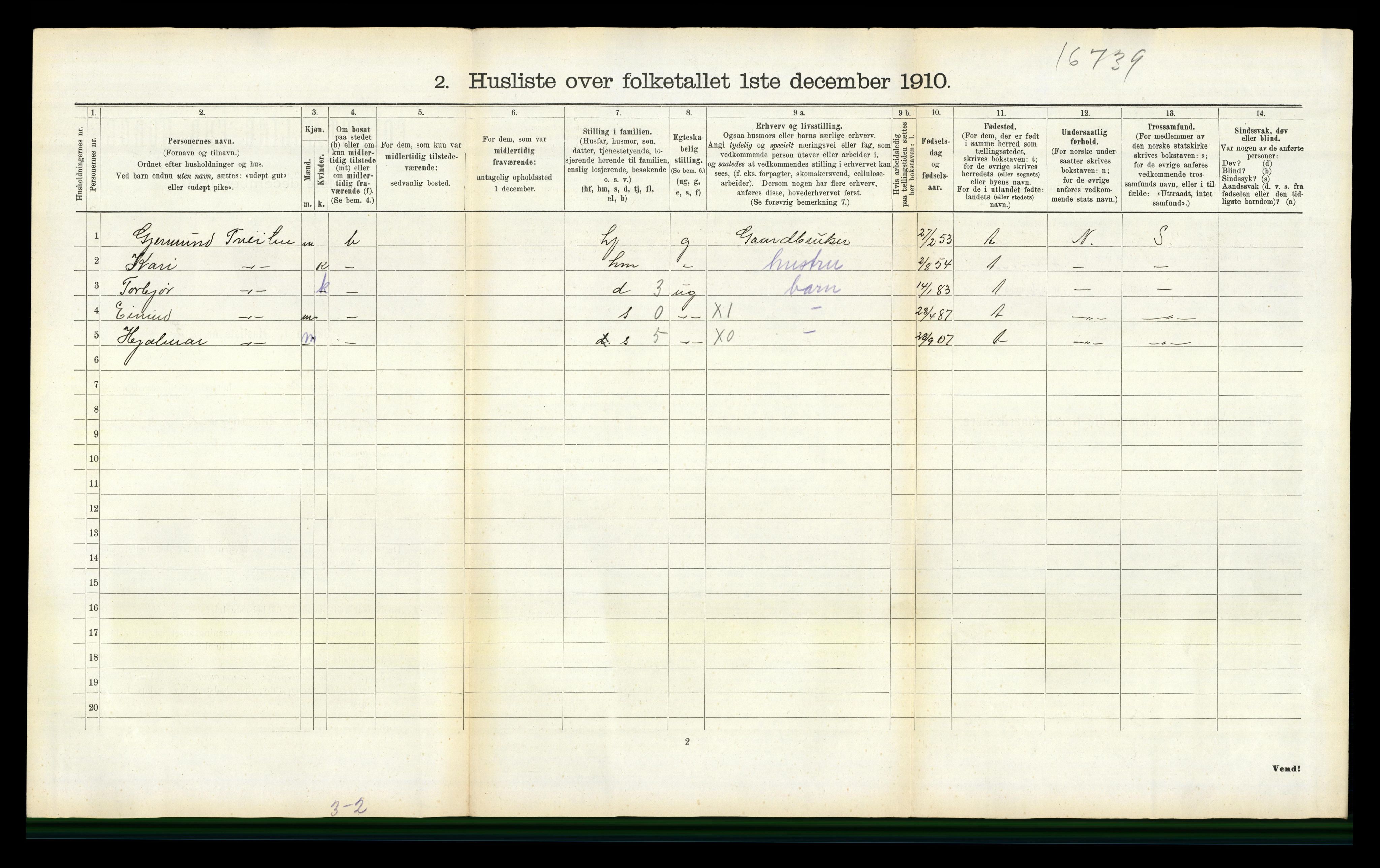 RA, 1910 census for Lårdal, 1910, p. 308