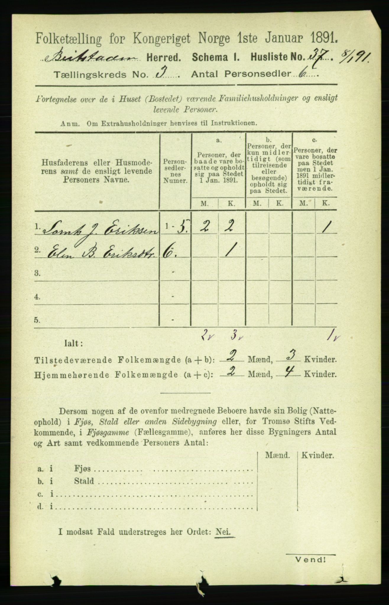 RA, 1891 census for 1727 Beitstad, 1891, p. 715