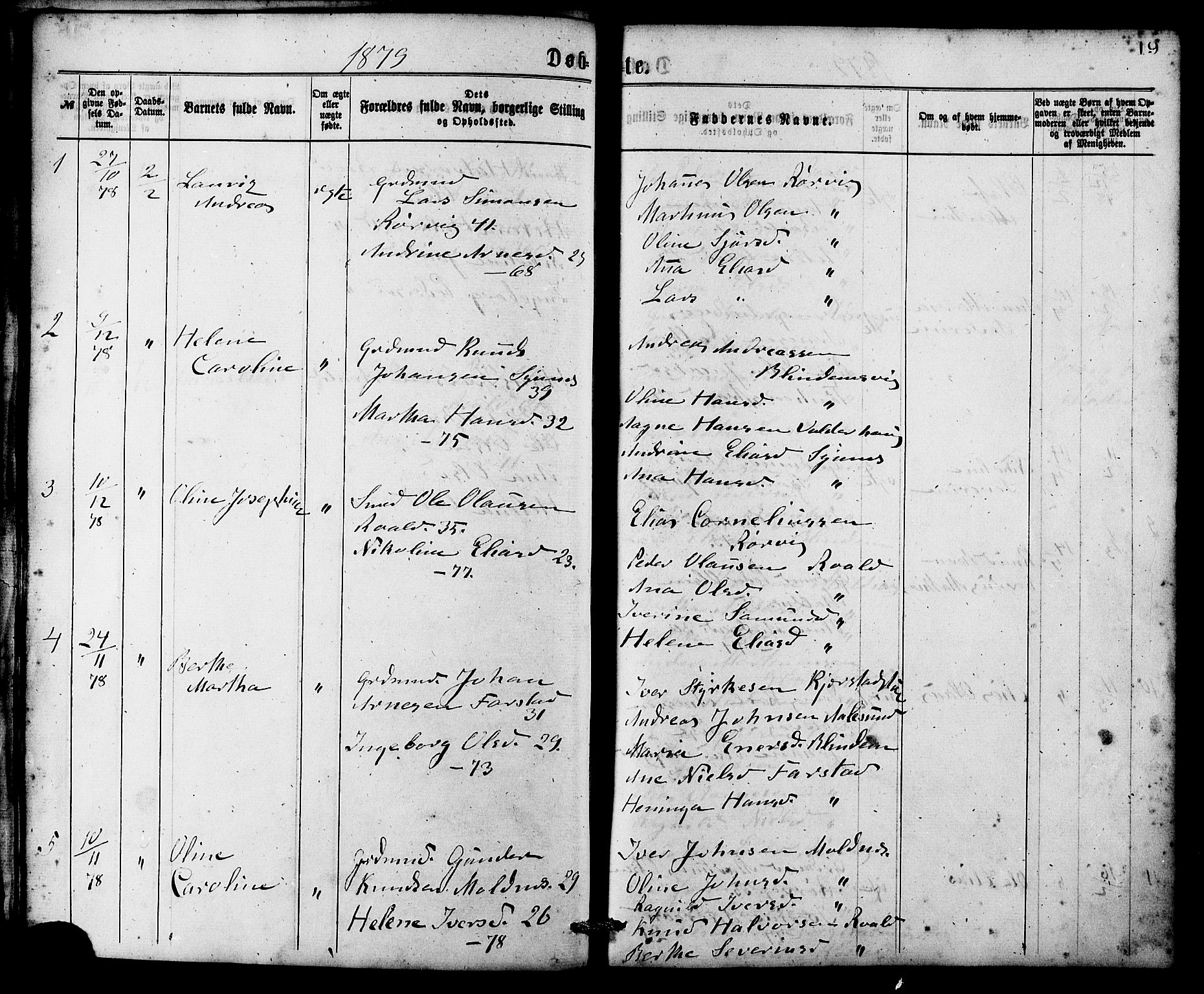 Ministerialprotokoller, klokkerbøker og fødselsregistre - Møre og Romsdal, SAT/A-1454/537/L0519: Parish register (official) no. 537A03, 1876-1889, p. 19