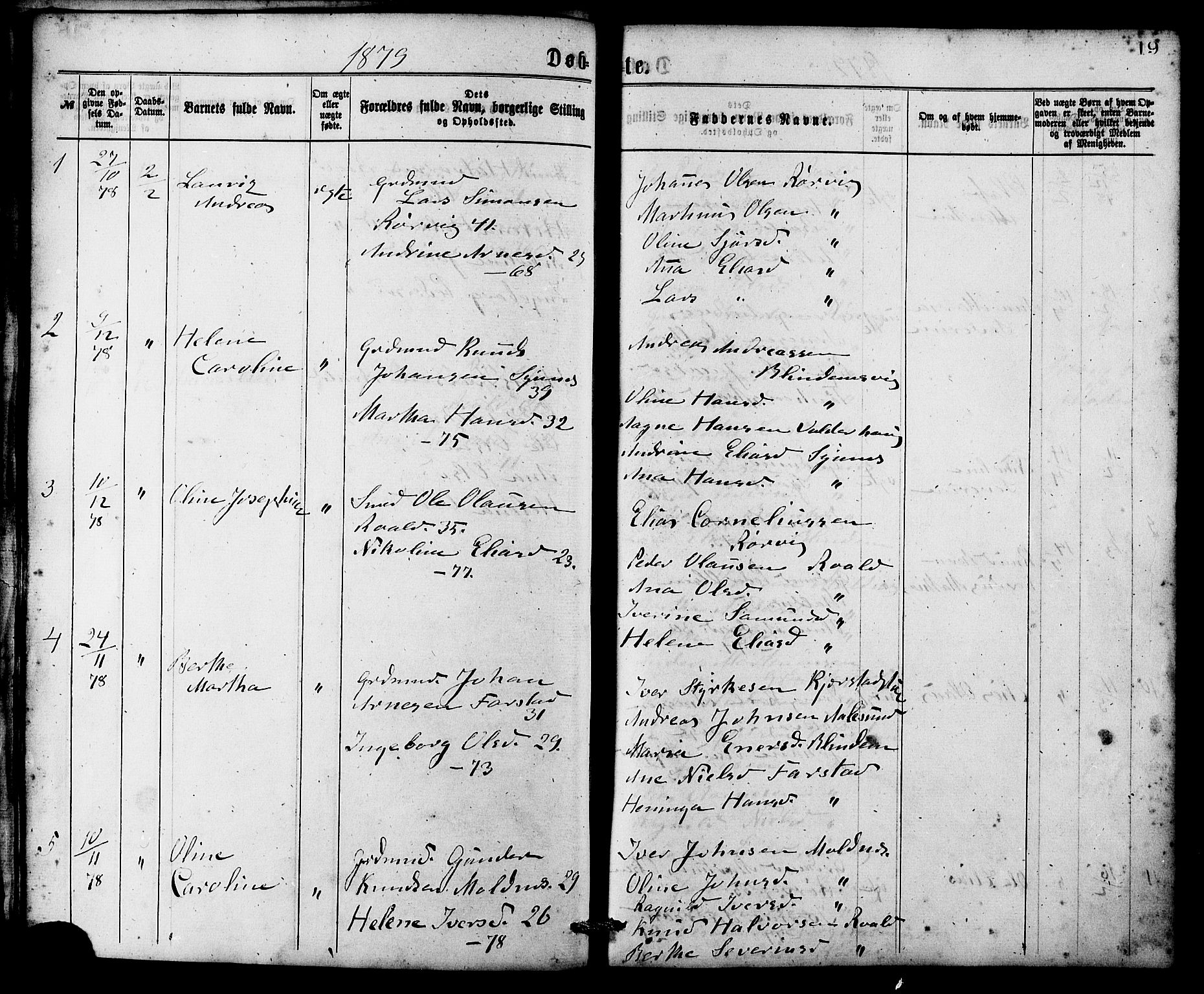 Ministerialprotokoller, klokkerbøker og fødselsregistre - Møre og Romsdal, AV/SAT-A-1454/537/L0519: Parish register (official) no. 537A03, 1876-1889, p. 19