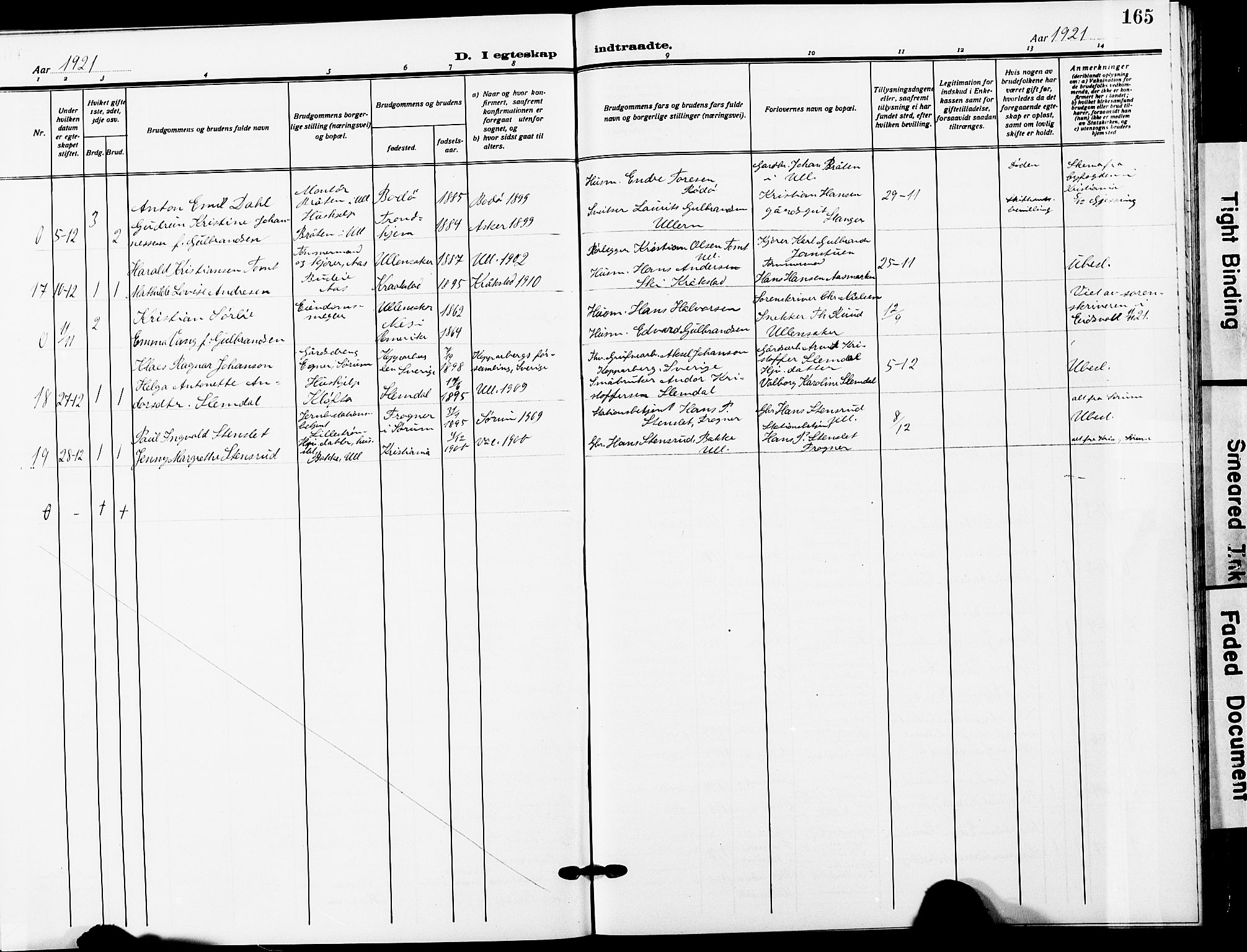 Ullensaker prestekontor Kirkebøker, SAO/A-10236a/G/Ga/L0003: Parish register (copy) no. I 3, 1914-1929, p. 165