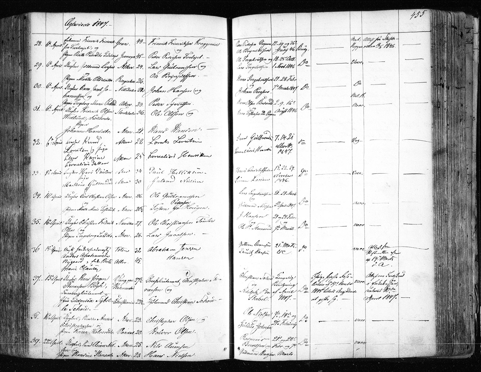 Aker prestekontor kirkebøker, AV/SAO-A-10861/F/L0019: Parish register (official) no. 19, 1842-1852, p. 455