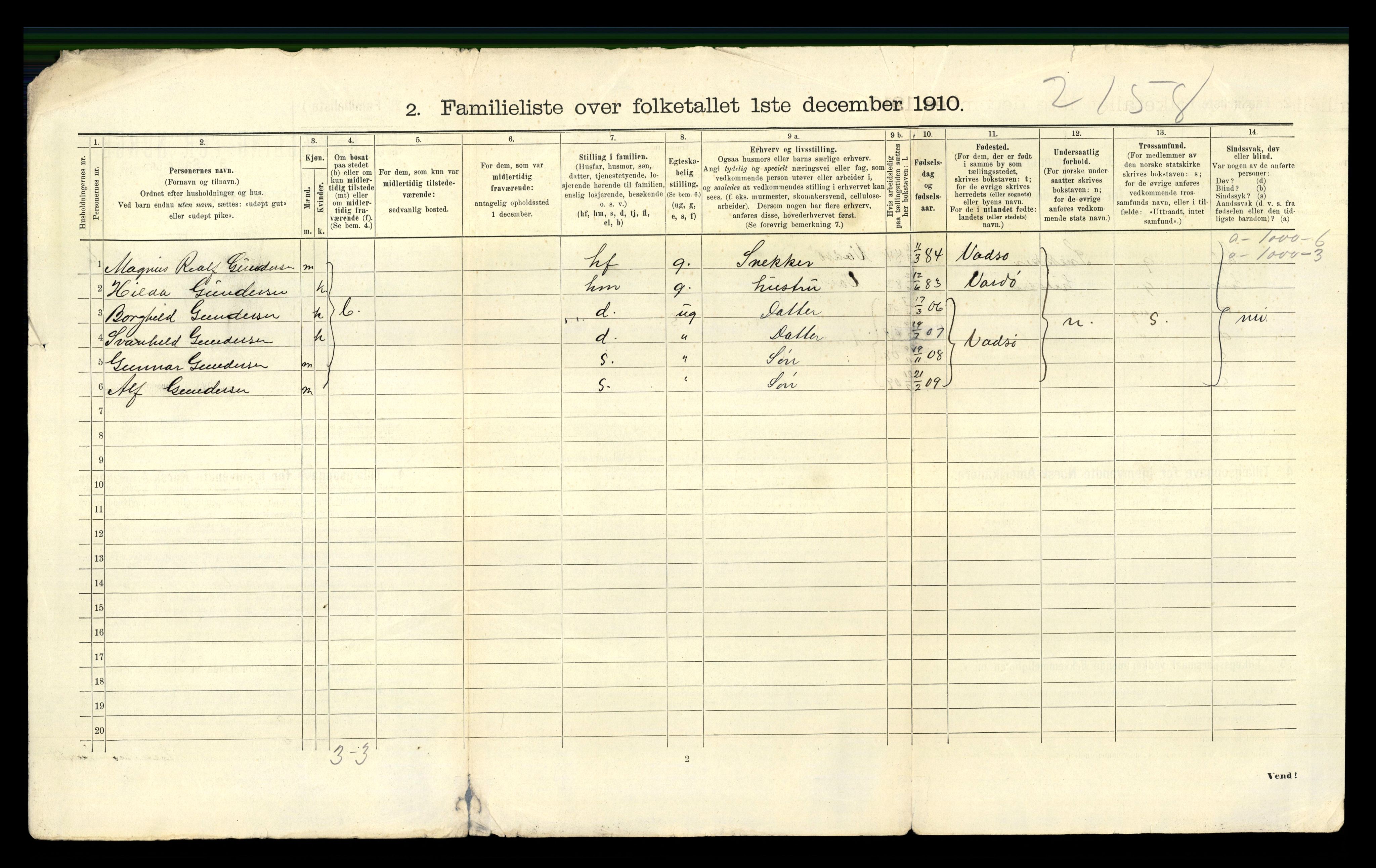 RA, 1910 census for Vadsø, 1910, p. 1056